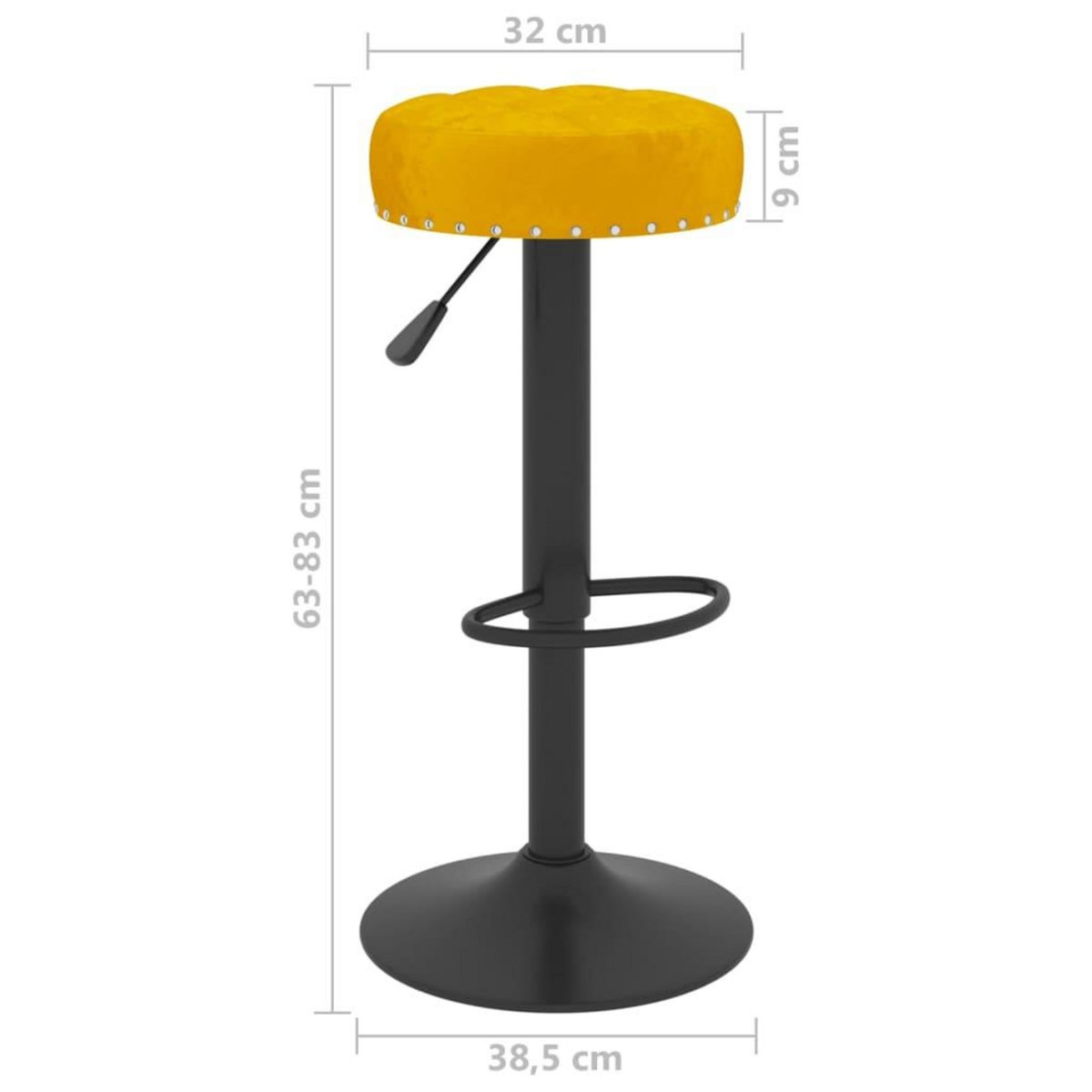 VIDAXL Tabourets de bar lot de 2 jaune moutarde velours