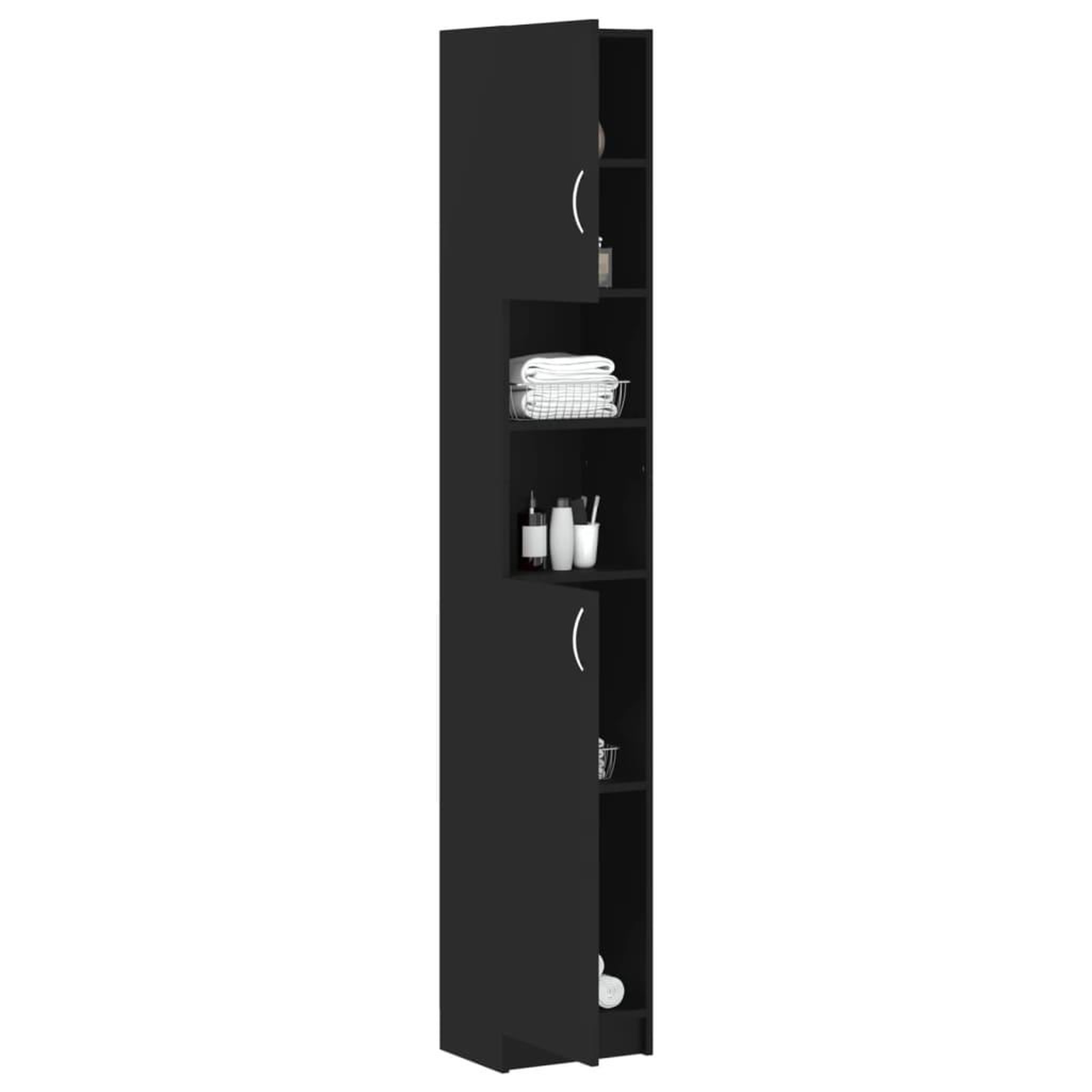 Voir la diapositive 4 : VIDAXL Armoire de salle de bain Noir 32x25,5x190 cm Bois d'ingenierie