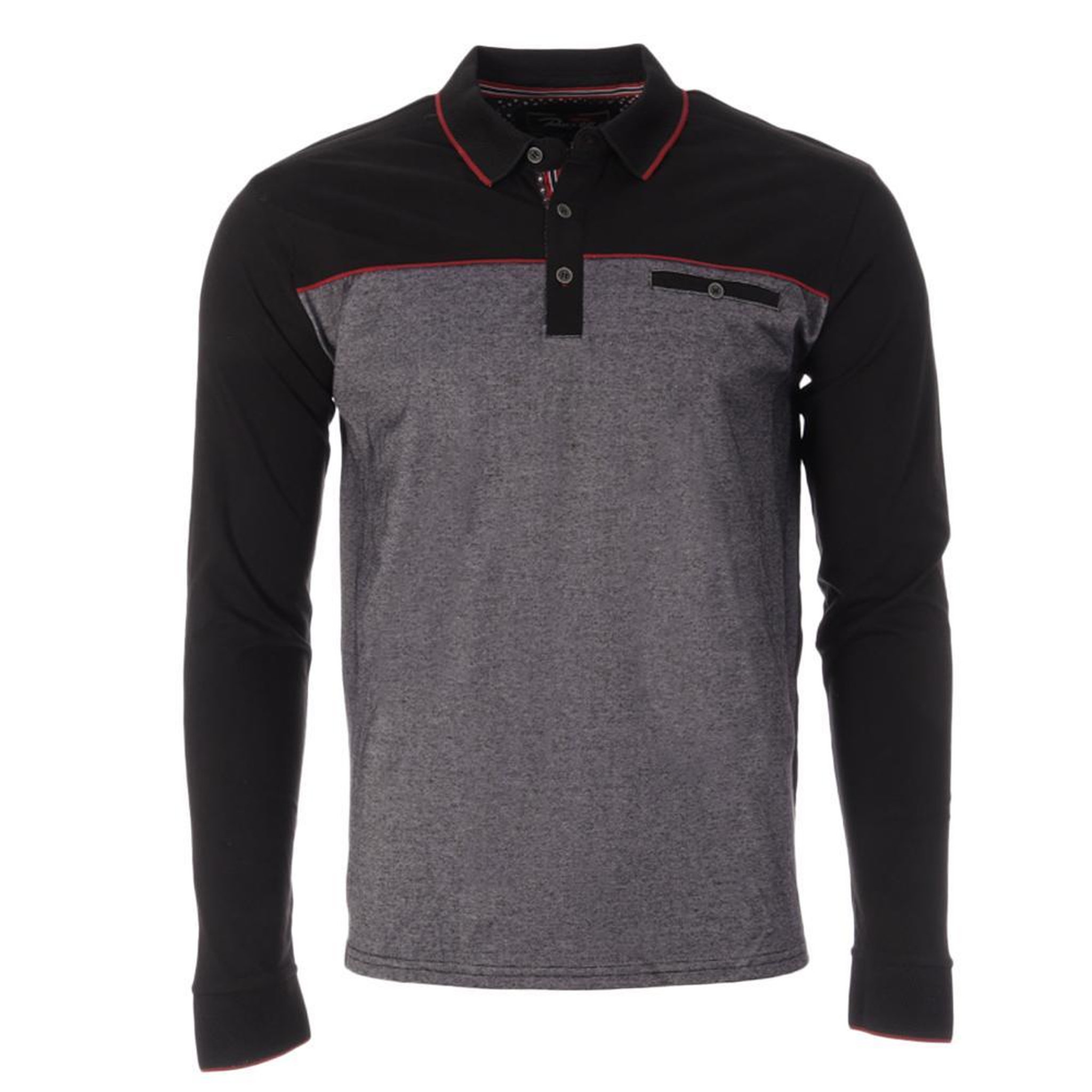 RMS 26 Polo Manches Longues Noir/Gris Homme RMS26 91234. Coloris disponibles : Gris
