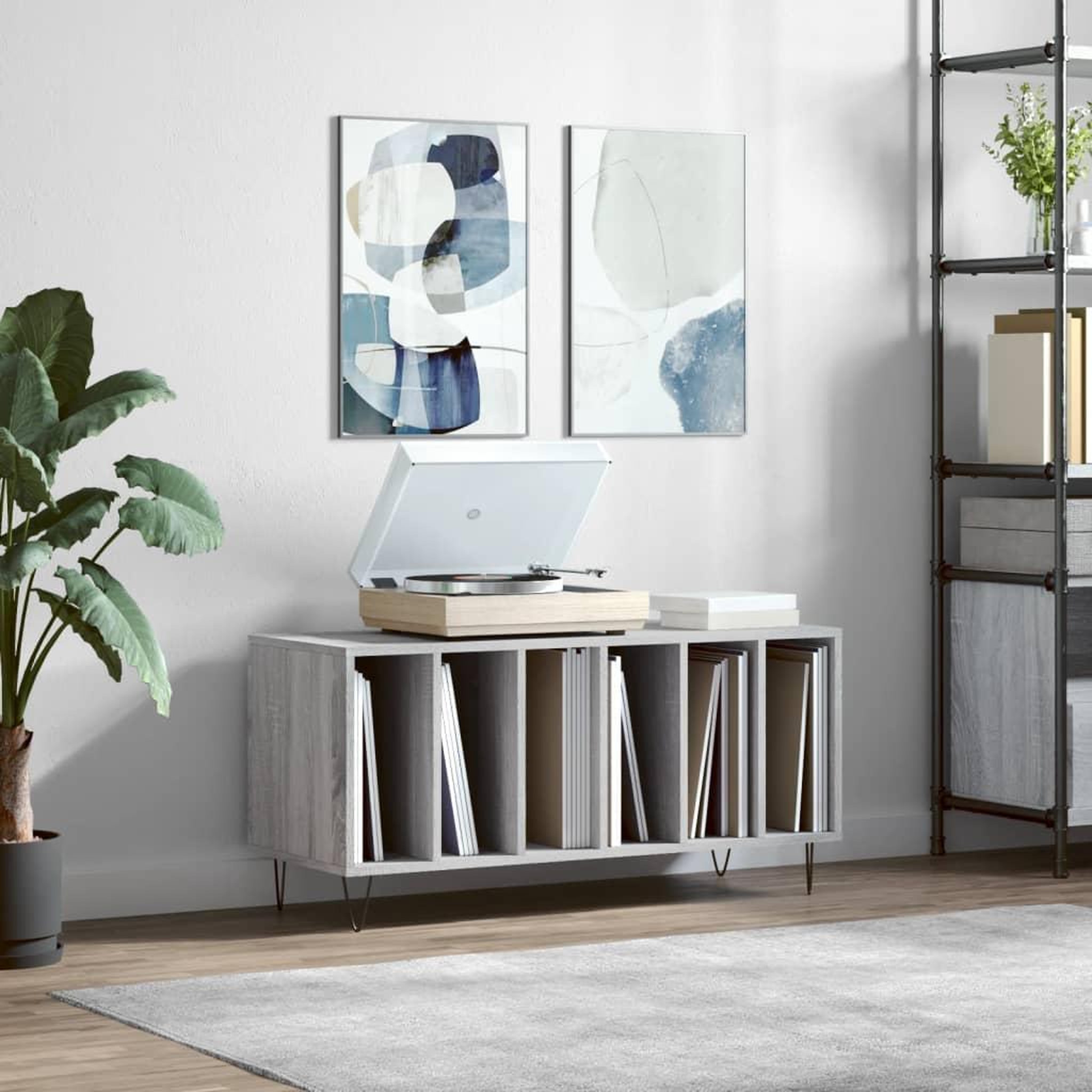 VIDAXL Armoire a disques sonoma gris 100x38x48 cm bois d'ingenierie