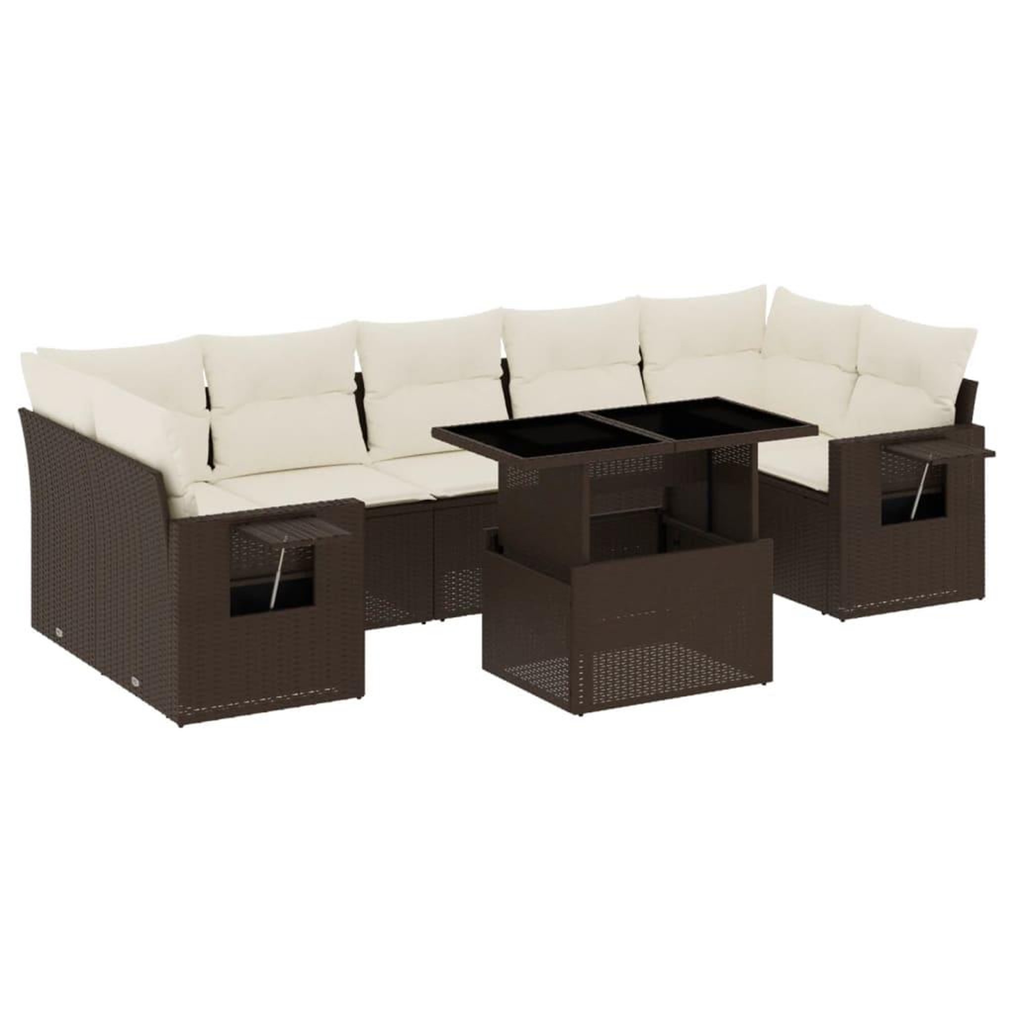 Voir la diapositive 2 : VIDAXL Salon de jardin 8 pcs avec coussins marron resine tressee
