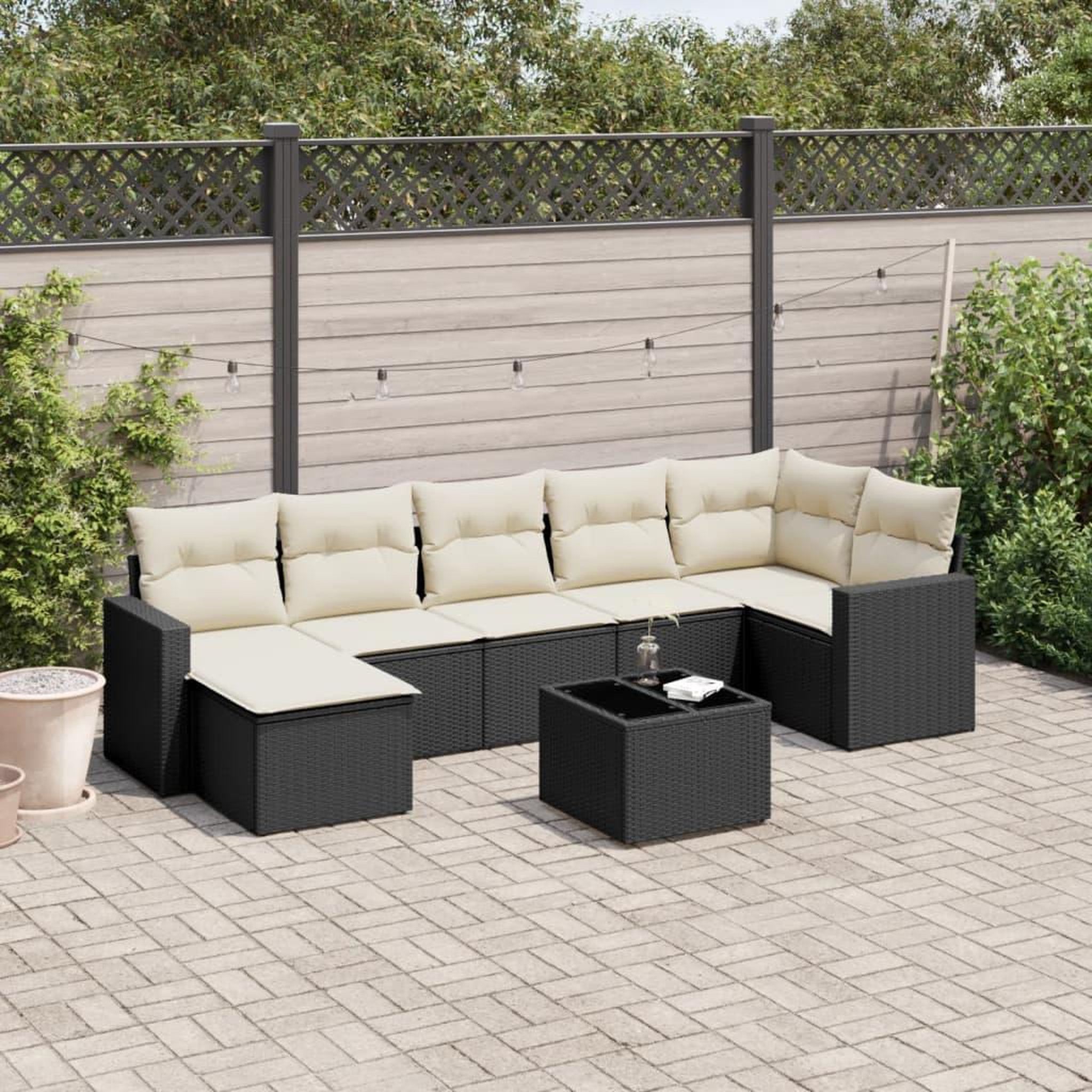 VIDAXL Salon de jardin 8 pcs avec coussins noir resine tressee
