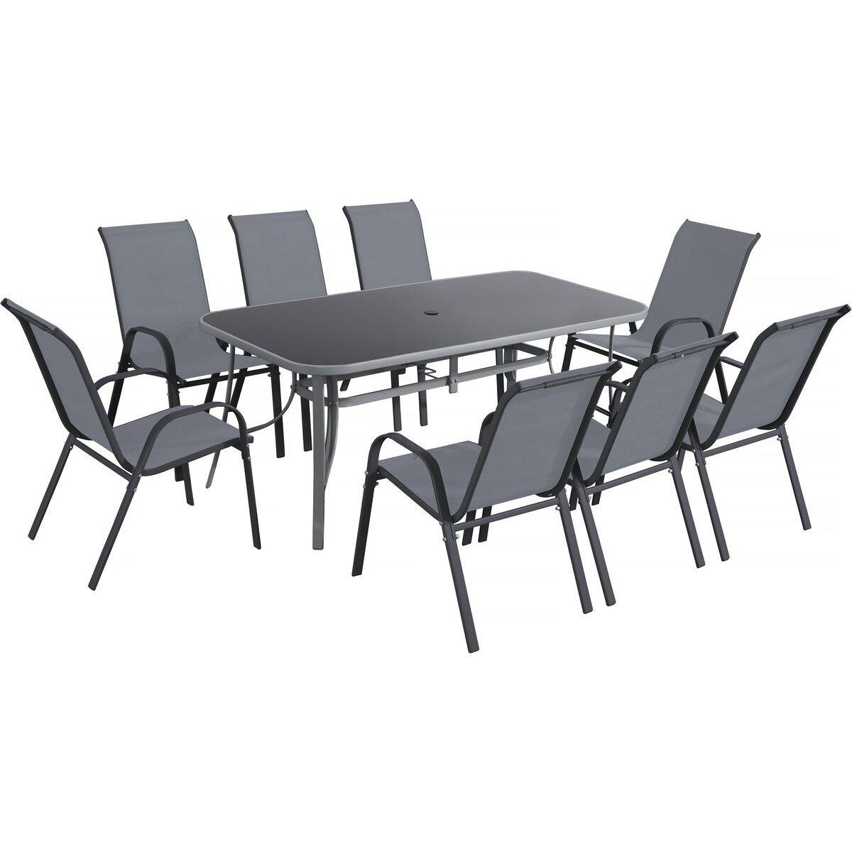 Habitat et Jardin Salon de jardin repas 8 places  Cordoba XL 180  - Gris