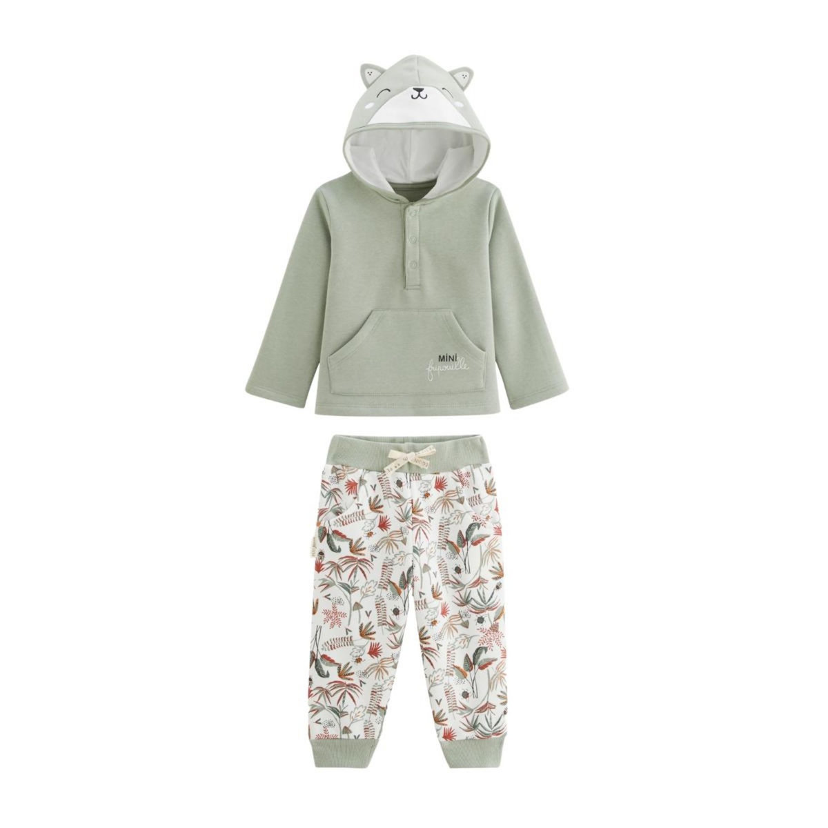 Petit Béguin Ensemble bébé sweat-shirt à capuche et pantalon en molleton Abou