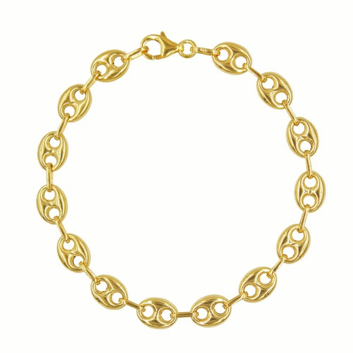 L'ATELIER D'AZUR Bracelet Or Jaune Maille Grain de Café - Homme ou Femme