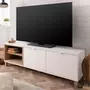 HOMIFAB Meuble TV blanc et effet chêne 150 cm - Vigo