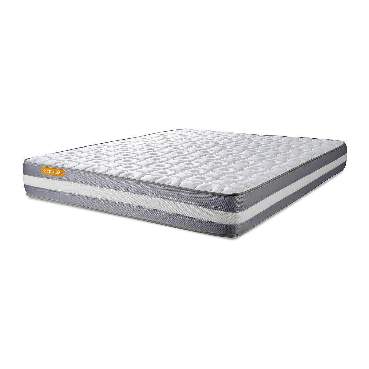 SEPTNUITS Matelas + sommier kit blanc Memo Plus Mémoire de forme