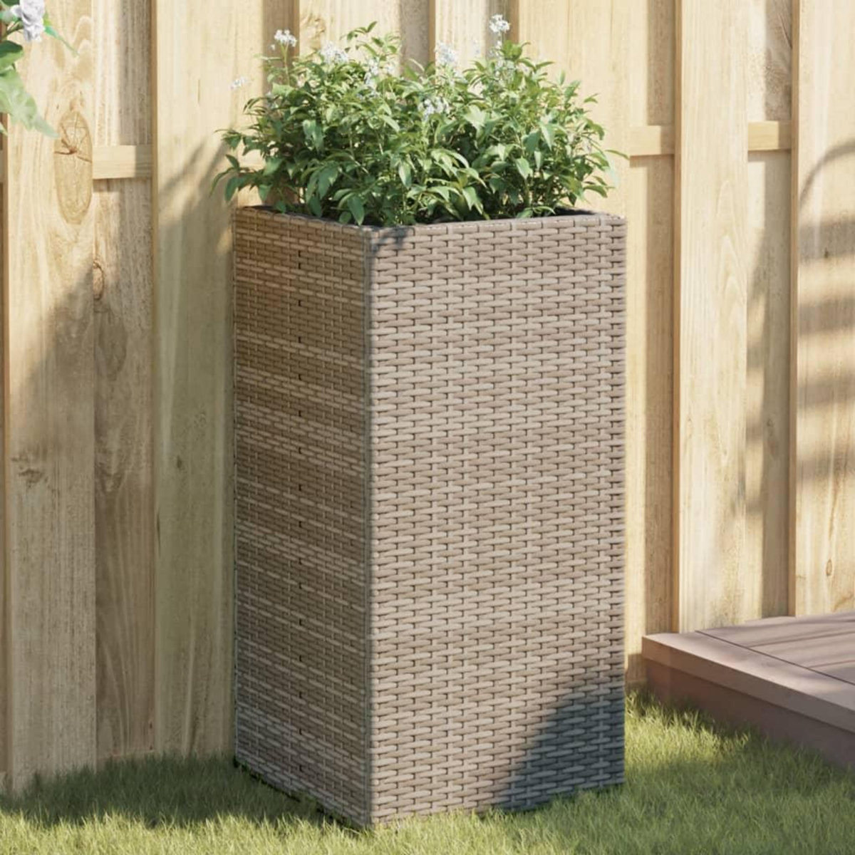 VIDAXL Jardiniere gris 40x40x80 cm resine tressee