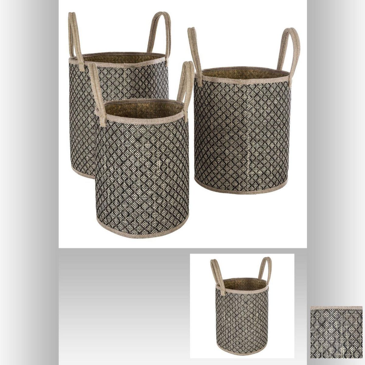 ATMOSPHERA Trio de panier en osier Nomade - Beige et Noir