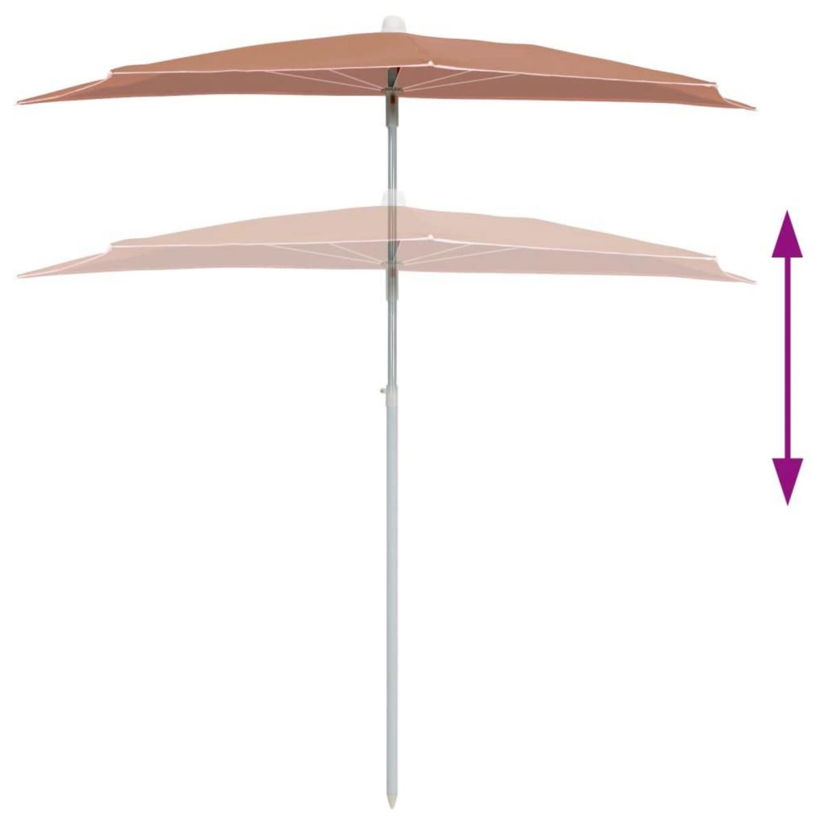 VIDAXL Demi-parasol de jardin avec mat 180x90 cm terre cuite