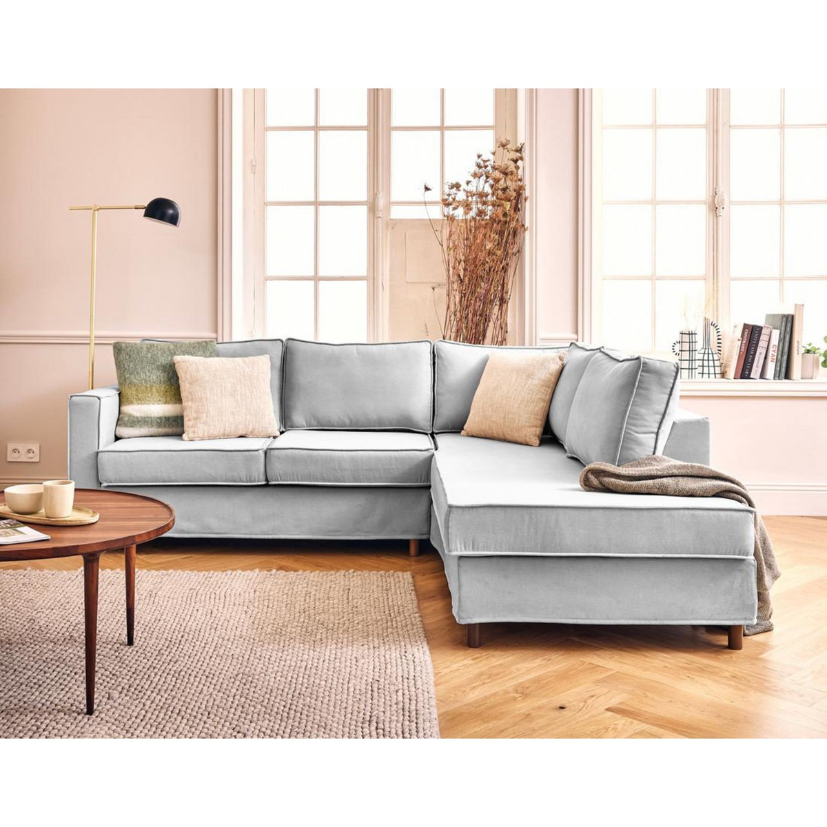 LISA DESIGN Jake - canapé déhoussable d'angle droit 5 places en tissu