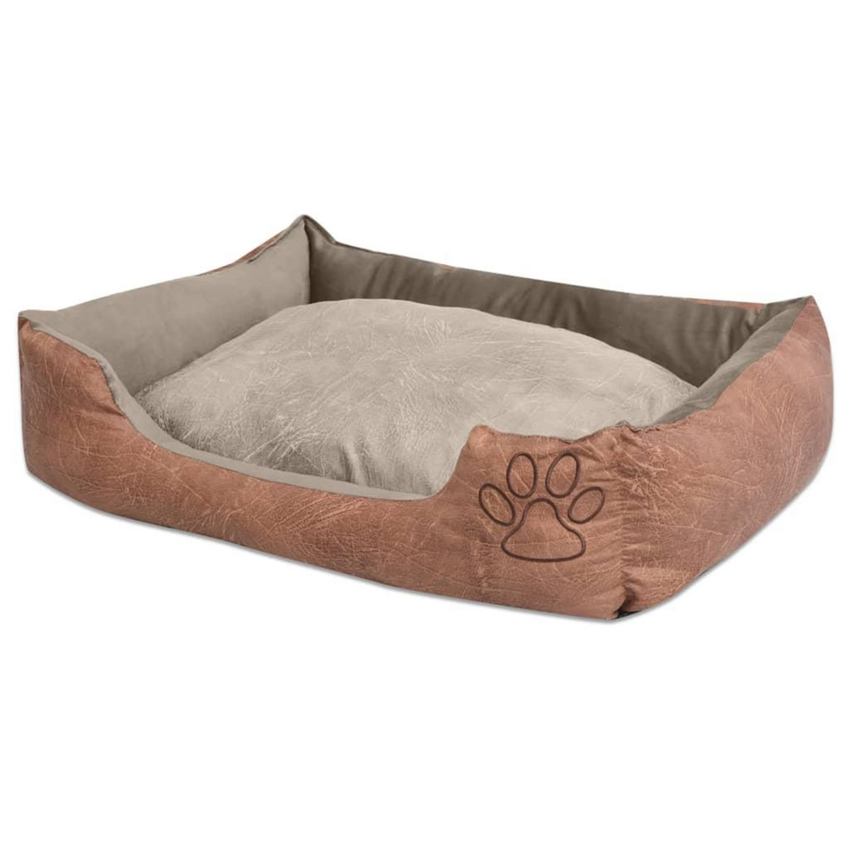 VIDAXL Lit pour chiens avec coussin Cuir artificiel PU Taille L Beige