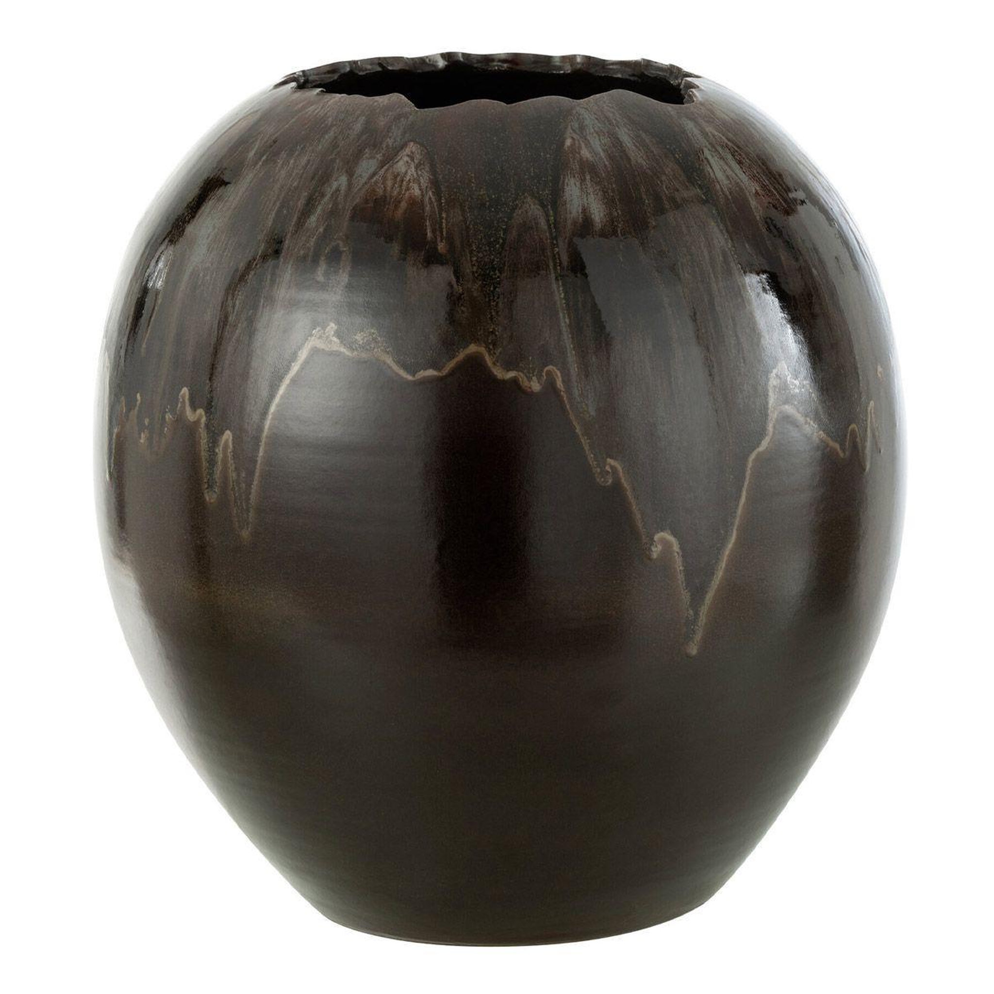 J-LINE Cache-pot en céramique  jaisalmer  40cm marron
