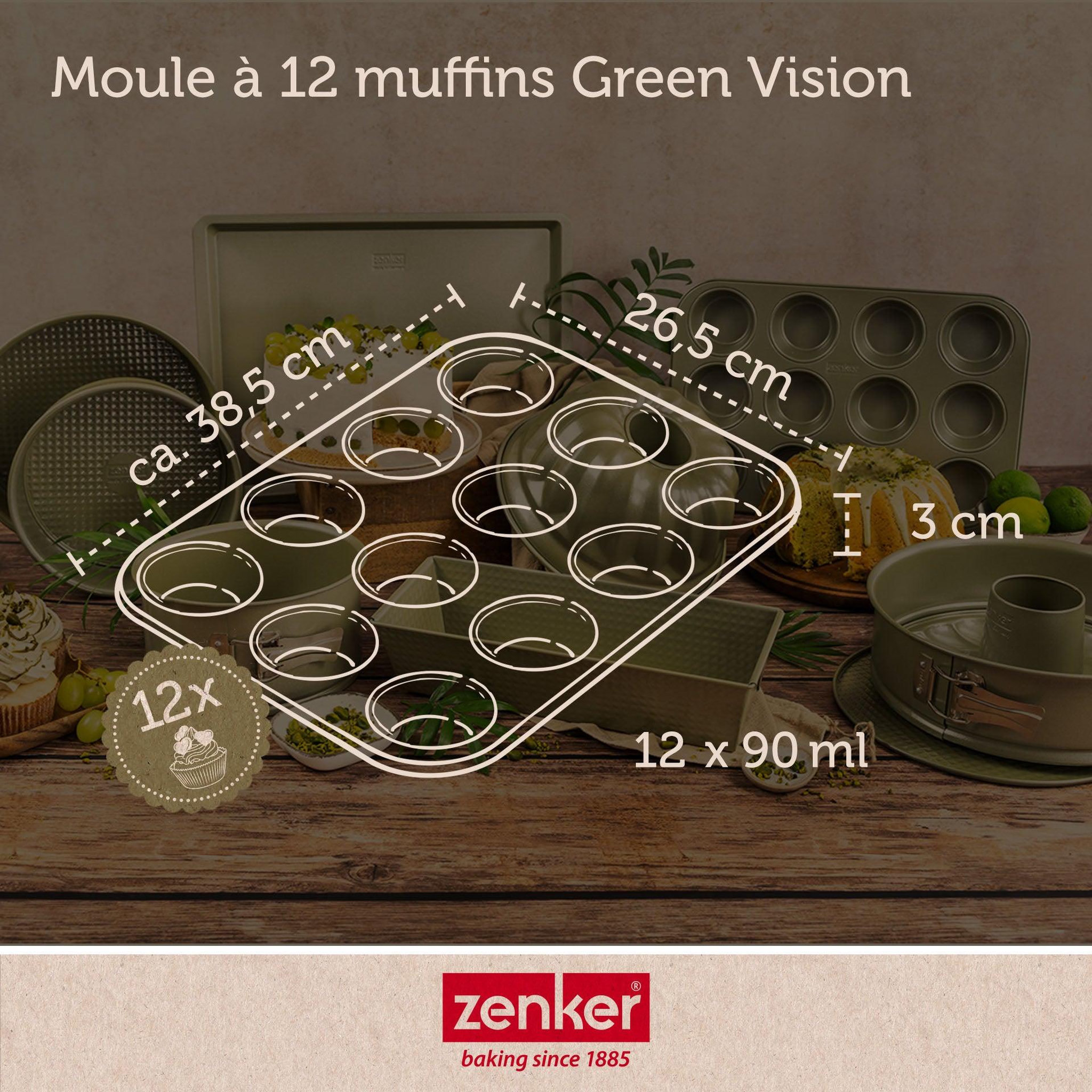 Voir la diapositive 4 : ZENKER Lot de 2 moules à gâteaux 38,5/26,5 cm en acier zenker green vision