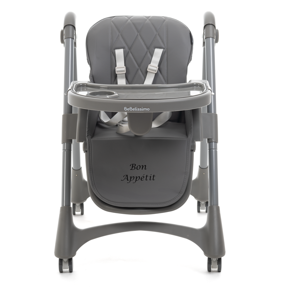 BEBELISSIMO Bebelissimo - Chaise haute évolutive bébé - Pliable - Compacte - Réglable hauteur - De 6 mois à 3 ans (15kg) - gris foncé - Bon Appetit