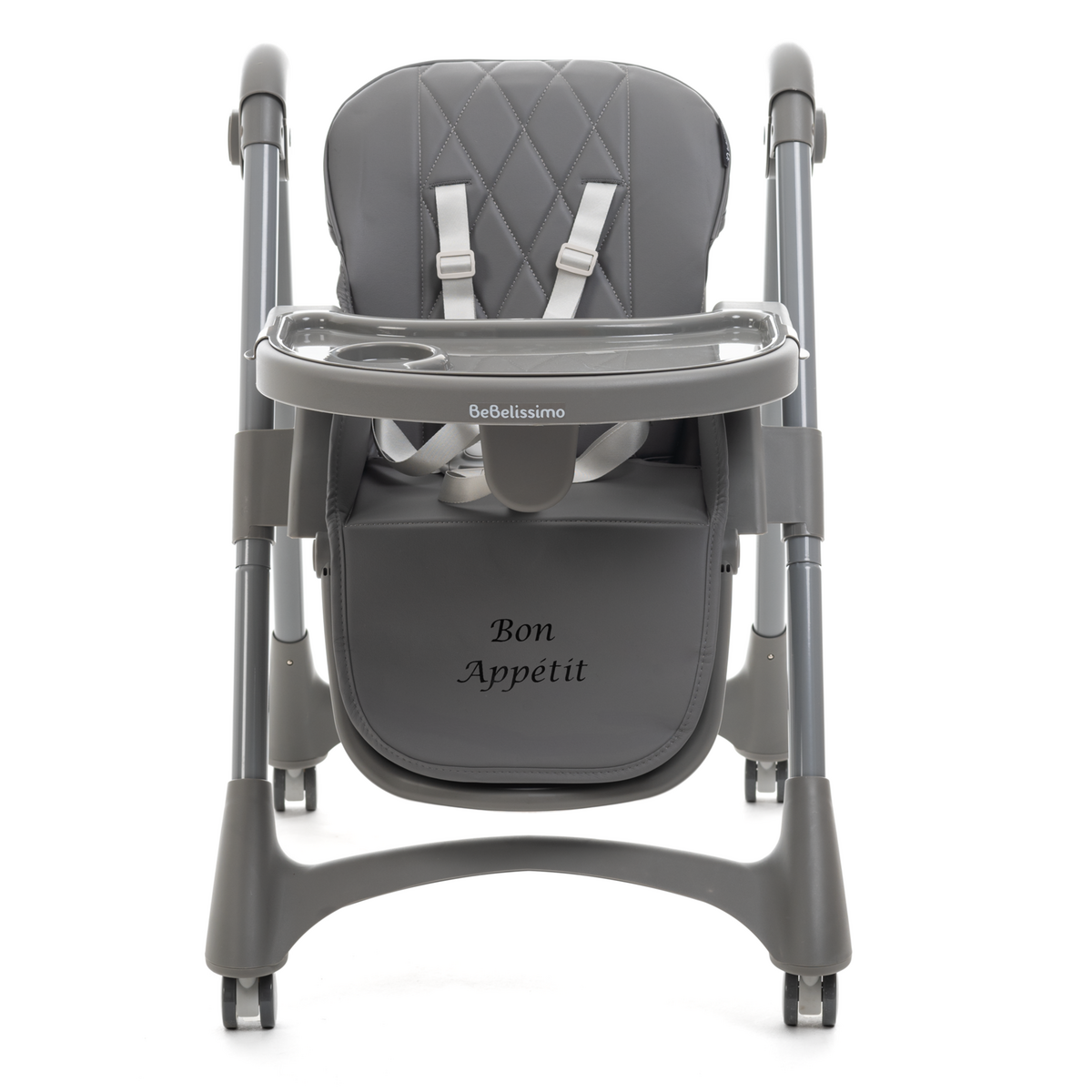 BEBELISSIMO Bebelissimo - Chaise haute évolutive bébé - Pliable - Compacte - Réglable hauteur - De 6 mois à 3 ans (15kg) - gris foncé - Bon Appetit