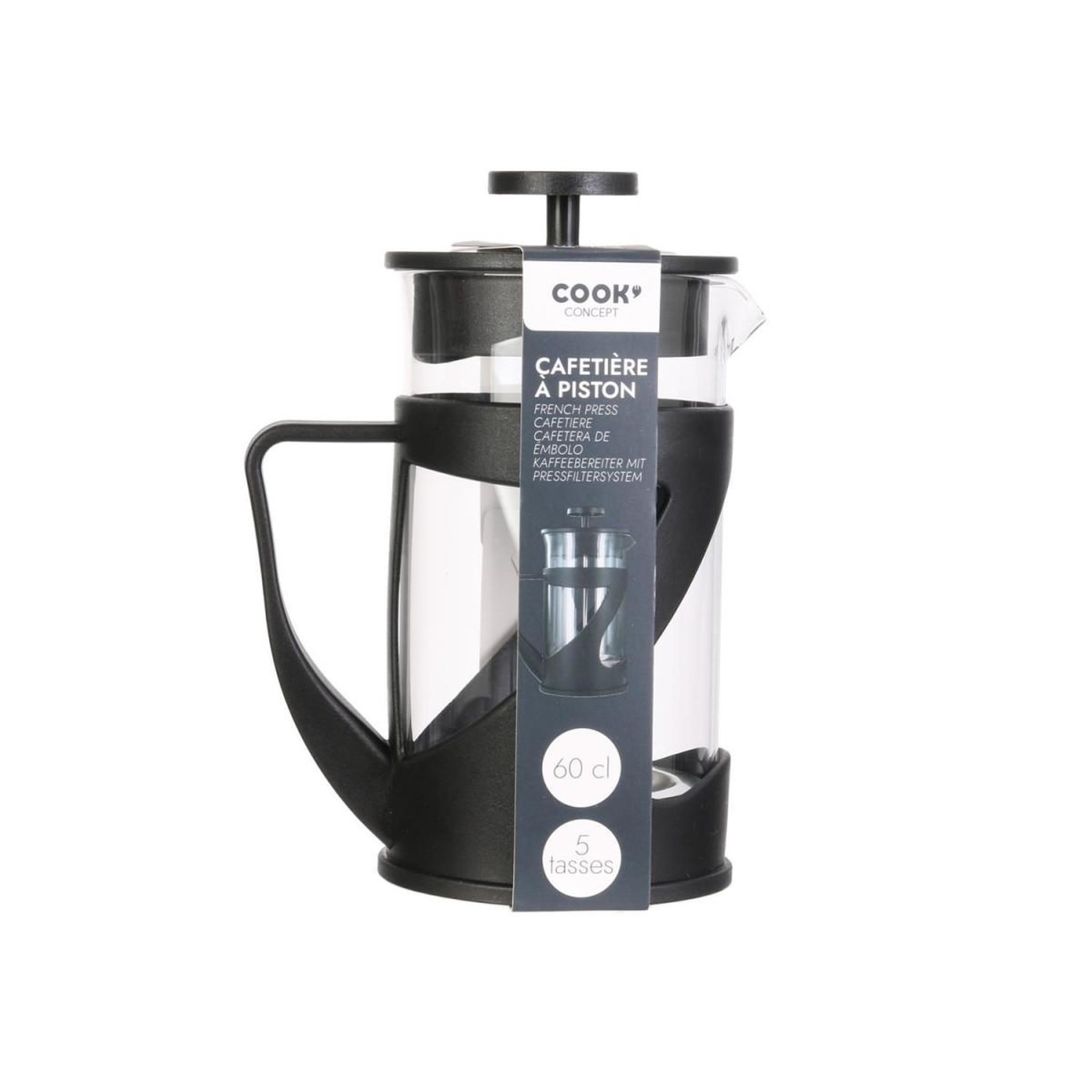 Voir la diapositive 3 : COOK CONCEPT Cafetière à Piston en Verre  Fridan  60cl Noir