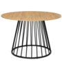 Voir la diapositive 3 : ID MARKET Table à manger ronde YUNA 6 personnes plateau bois et pied filaire en métal noir 110 cm