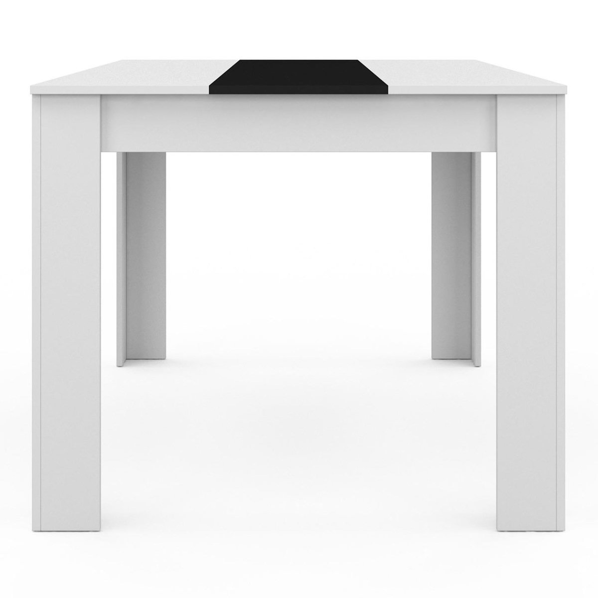 ID MARKET Table à manger rectangle GEORGIA 6 personnes blanche et noire 140 x 80 cm