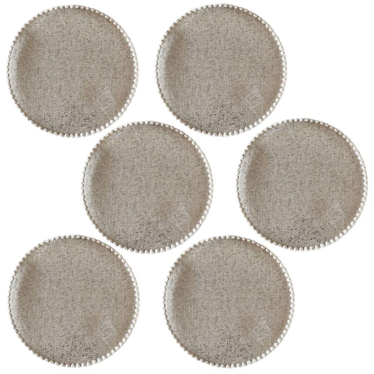 HABITABLE Lot de 6 sets de tables ronds en jute ALAGO - Diam. 38 cm - Argent