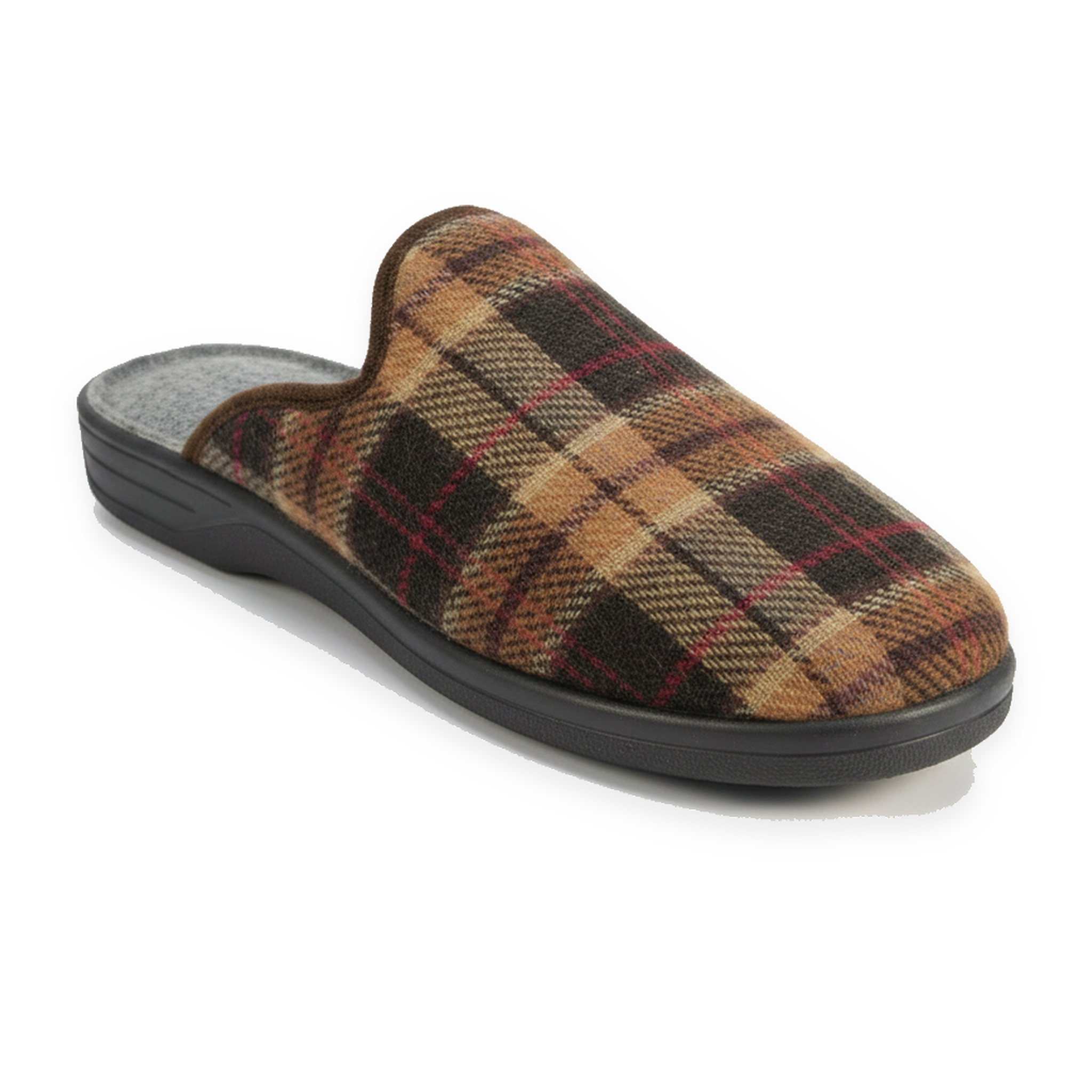 OZABI Ozabi pantoufles mules homme fabriquées en espagne, tige jacquard écossais. Coloris disponibles : Marron, Noir, Bicolore, Bleu, Gris