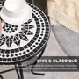 OUTSUNNY Table ronde style fer forgé bistro plateau mosaïque céramique métal époxy anticorrosion noir blanc