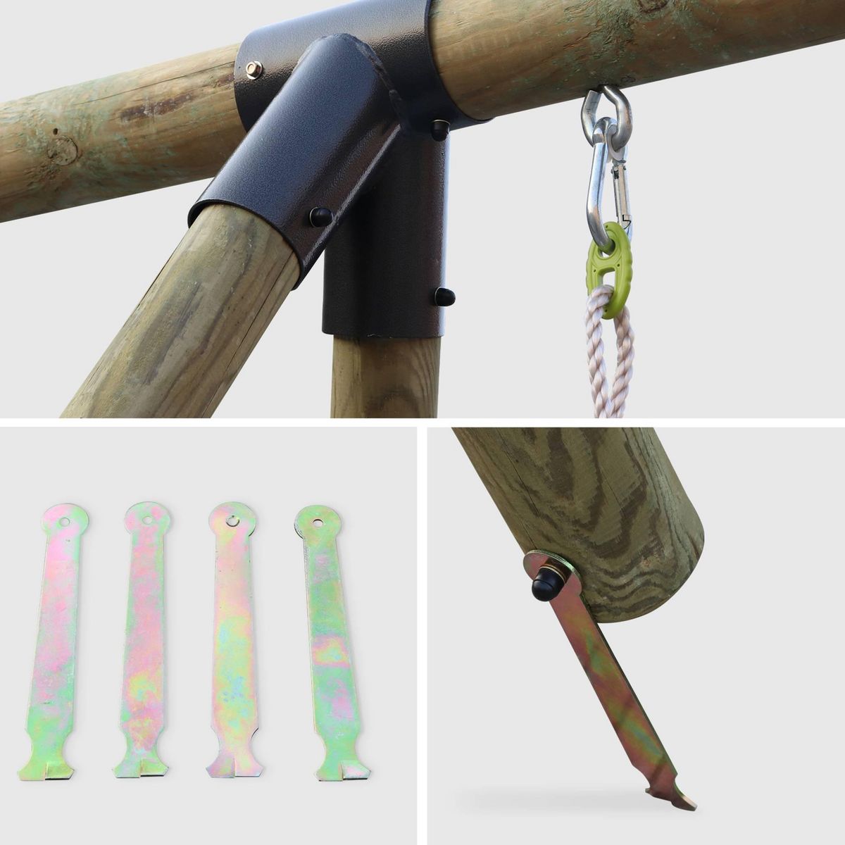 SWEEEK Aire de jeux MISTRAL en bois avec 2 balançoires et échelle en corde en pin autoclave