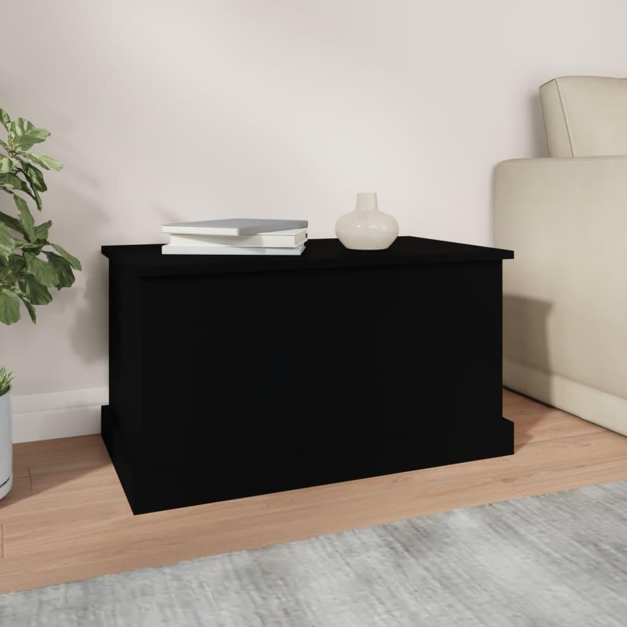 Voir la diapositive 3 : VIDAXL Boîte de rangement noir 70x40x38 cm bois d'ingenierie