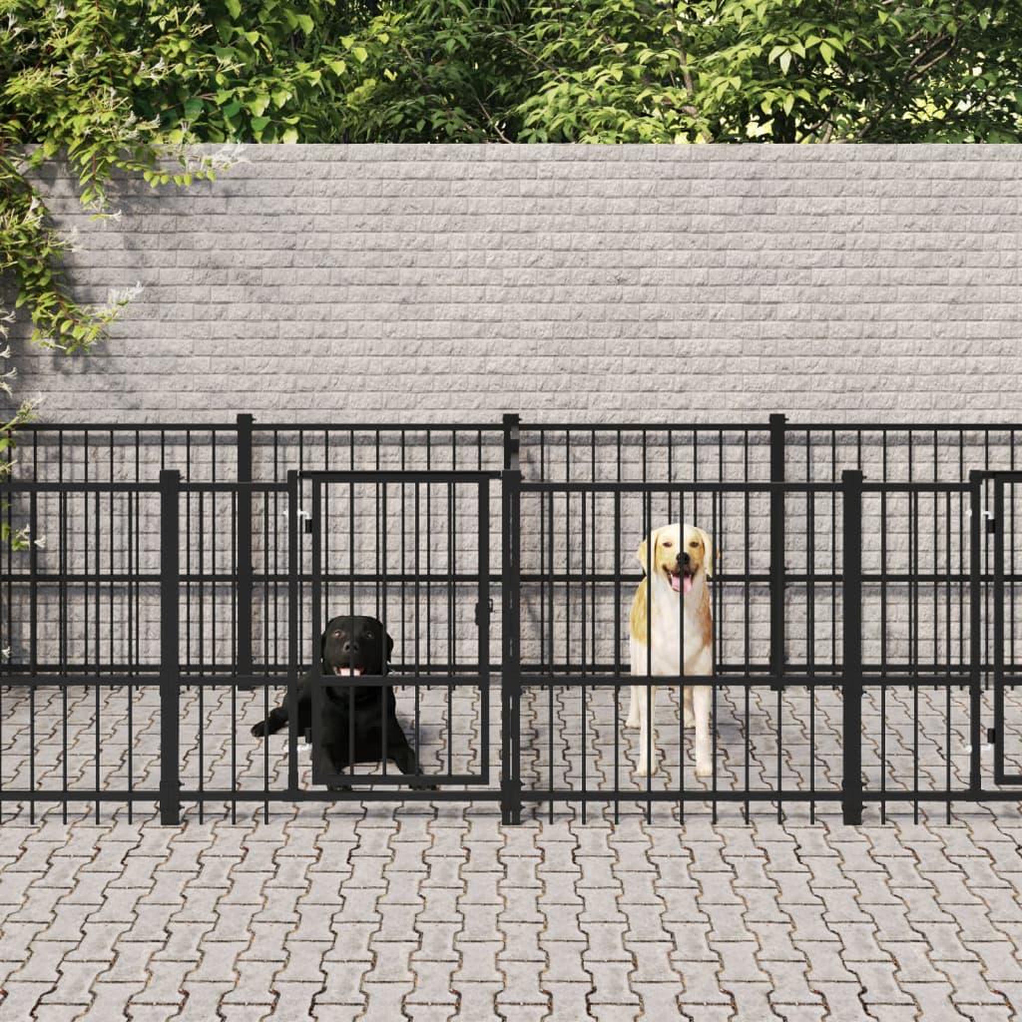 VIDAXL Chenil d'exterieur pour chiens Acier 11,26 m²