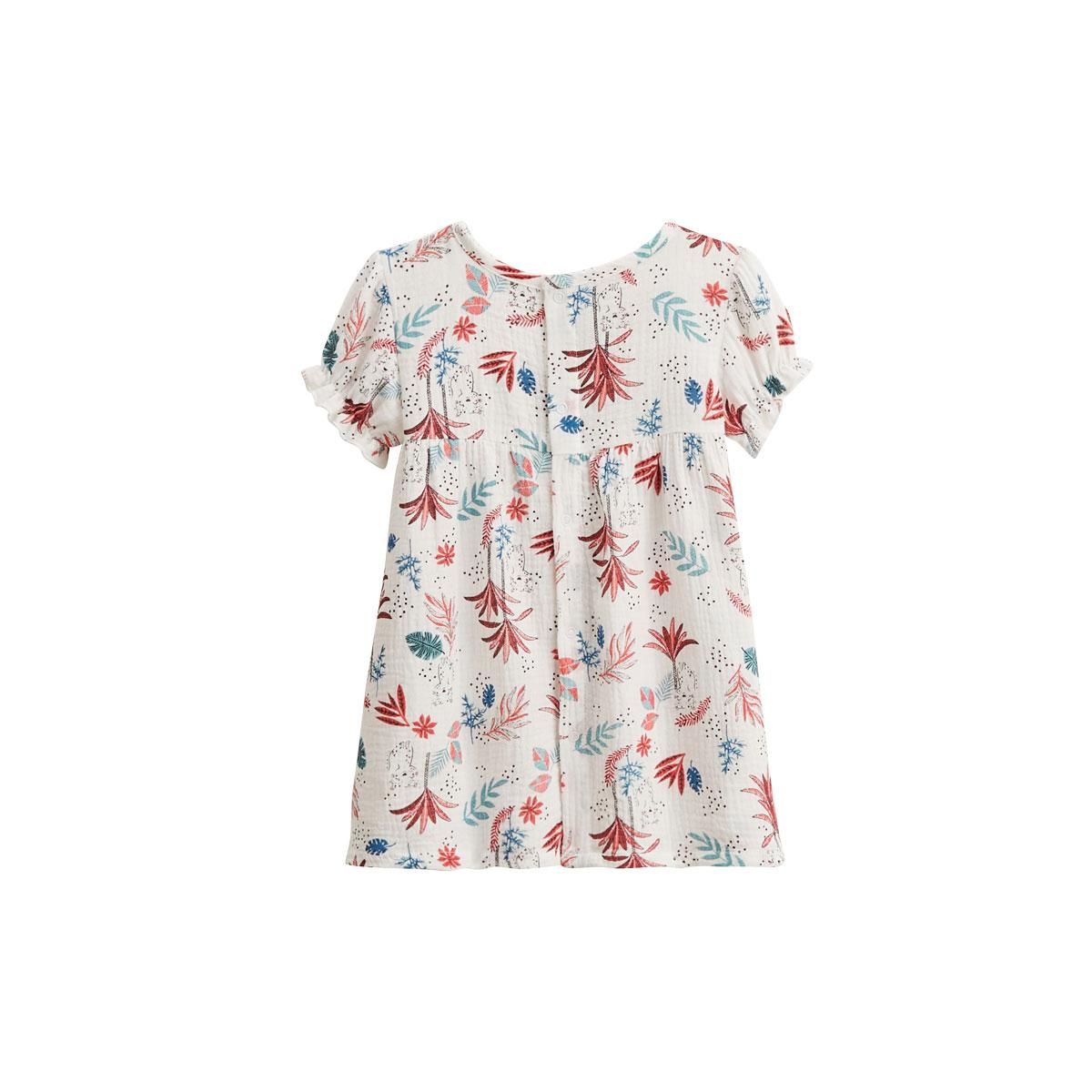 Petit Béguin Robe bébé + headband en gaze de coton Aloha Savana