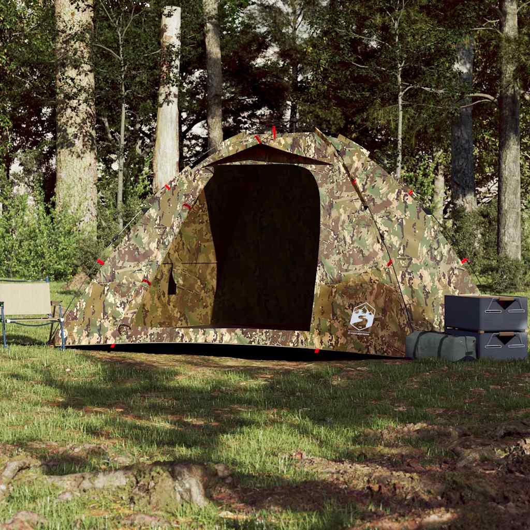 Voir la diapositive 3 : VIDAXL Tente de peche 4 personnes camouflage liberation rapide