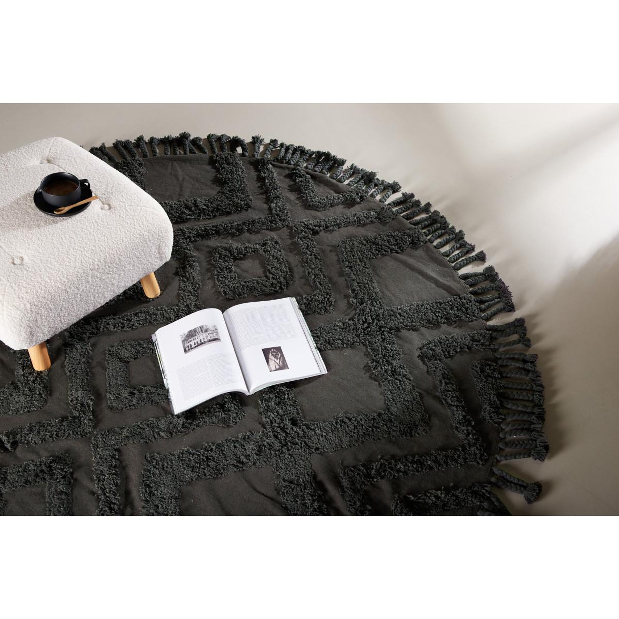Voir la diapositive 5 : Paris Prix Tapis rond design  hilma  200cm gris foncé