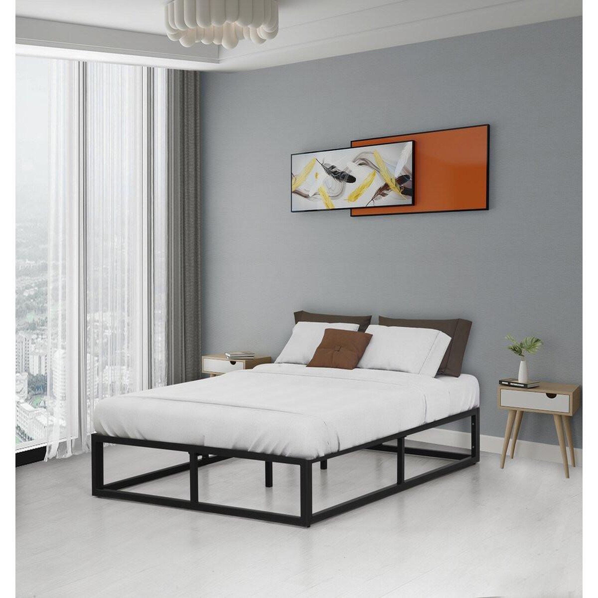 Voir la diapositive 2 : Habitat et Jardin Cadre de lit en métal 140 x 190 cm - noir