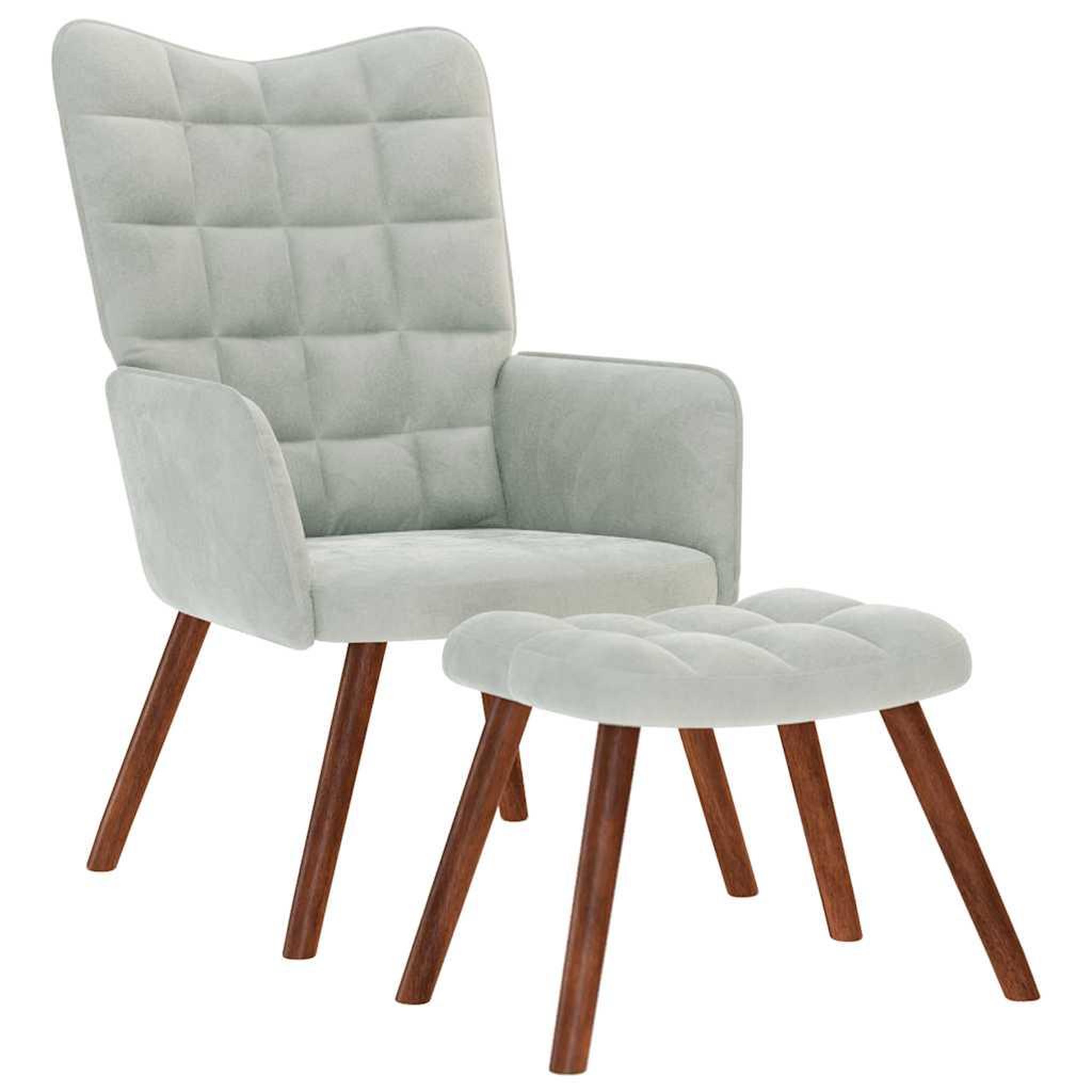 Voir la diapositive 2 : VIDAXL Chaise de relaxation avec tabouret Gris clair Velours