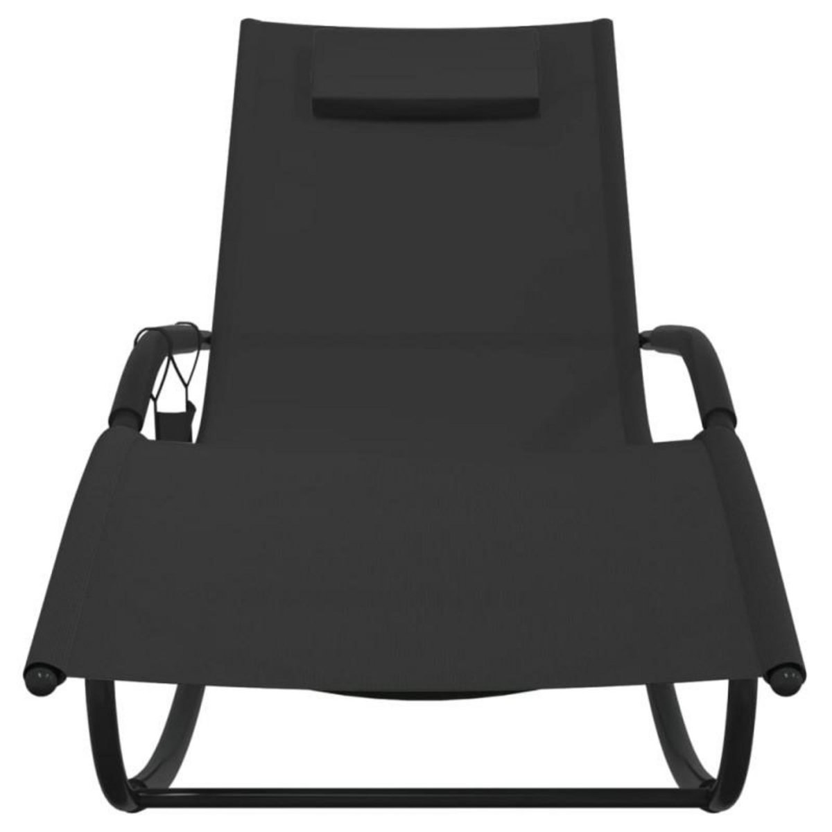 VIDAXL Chaises longues à bascule 2 pcs Noir Acier et textilène