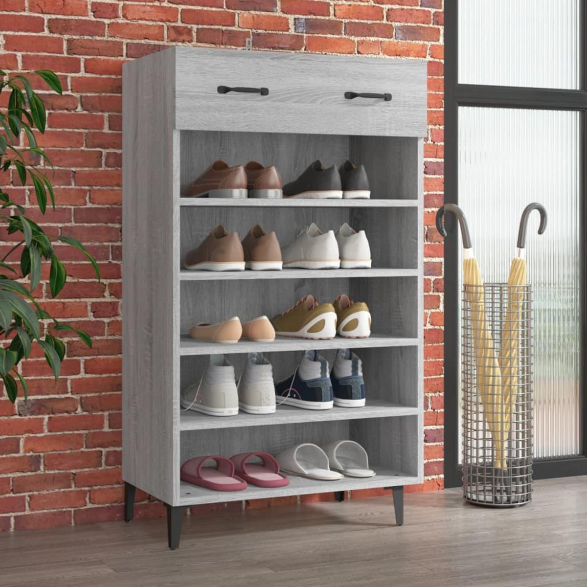 VIDAXL Armoire a chaussures Sonoma gris 60x35x105 cm Bois d'ingenierie
