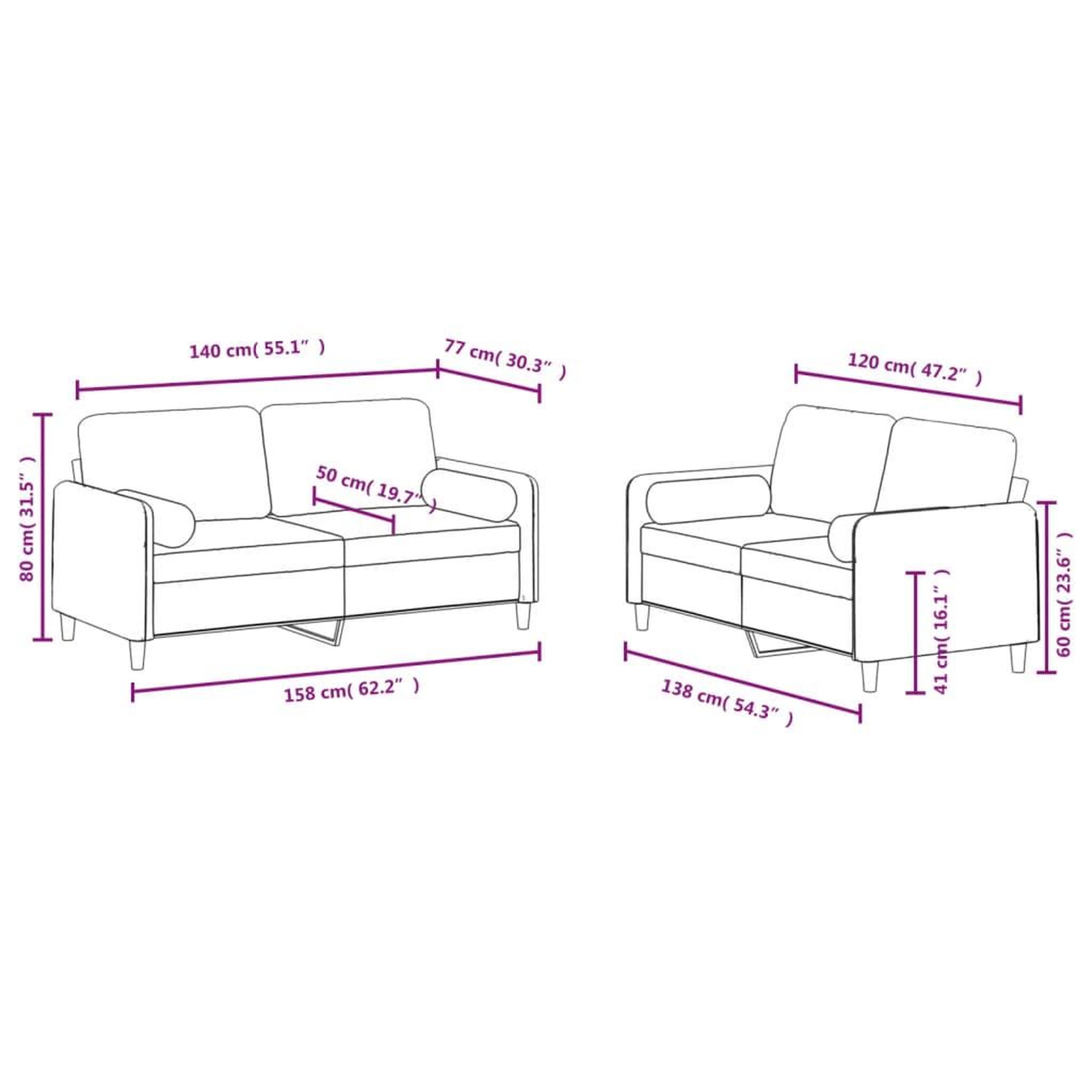 Voir la diapositive 6 : VIDAXL Ensemble de canapes 2 pcs avec coussins bleu velours