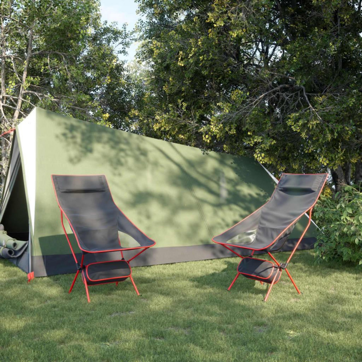 VIDAXL Chaise de camping pliables lot de 2 noir tissu oxford aluminium