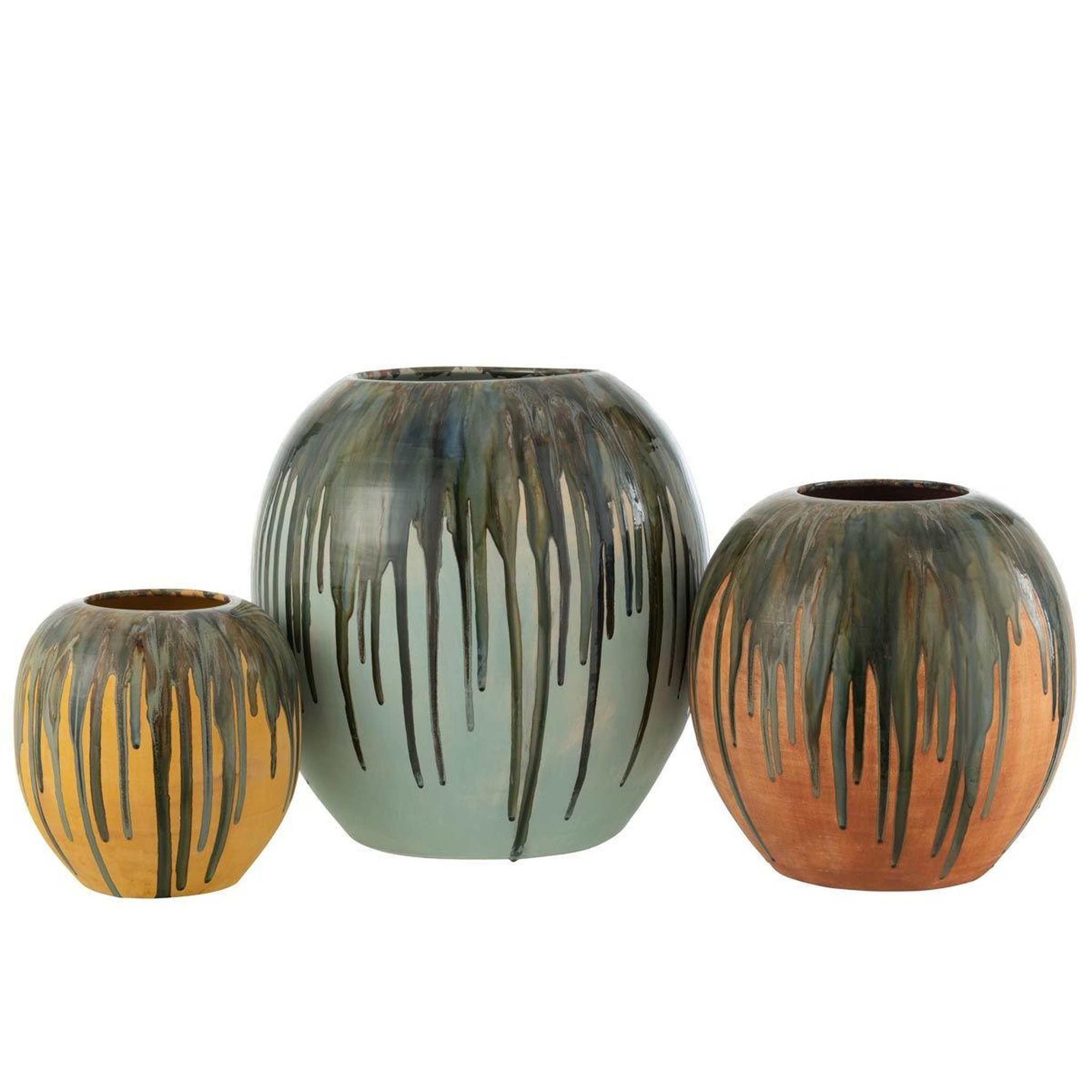 Voir la diapositive 2 : J-LINE Cache-Pot en Céramique  Peinture  30cm Multicolore