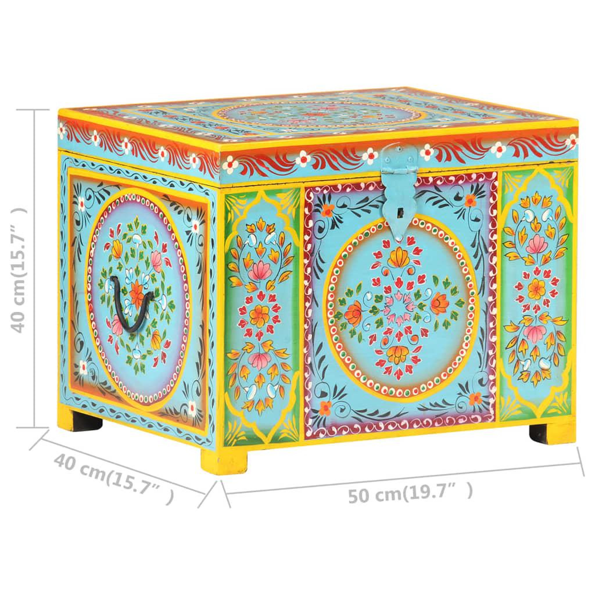 Voir la diapositive 6 : VIDAXL Boîte rangement peinte a main 50x40x40 cm bois manguier massif