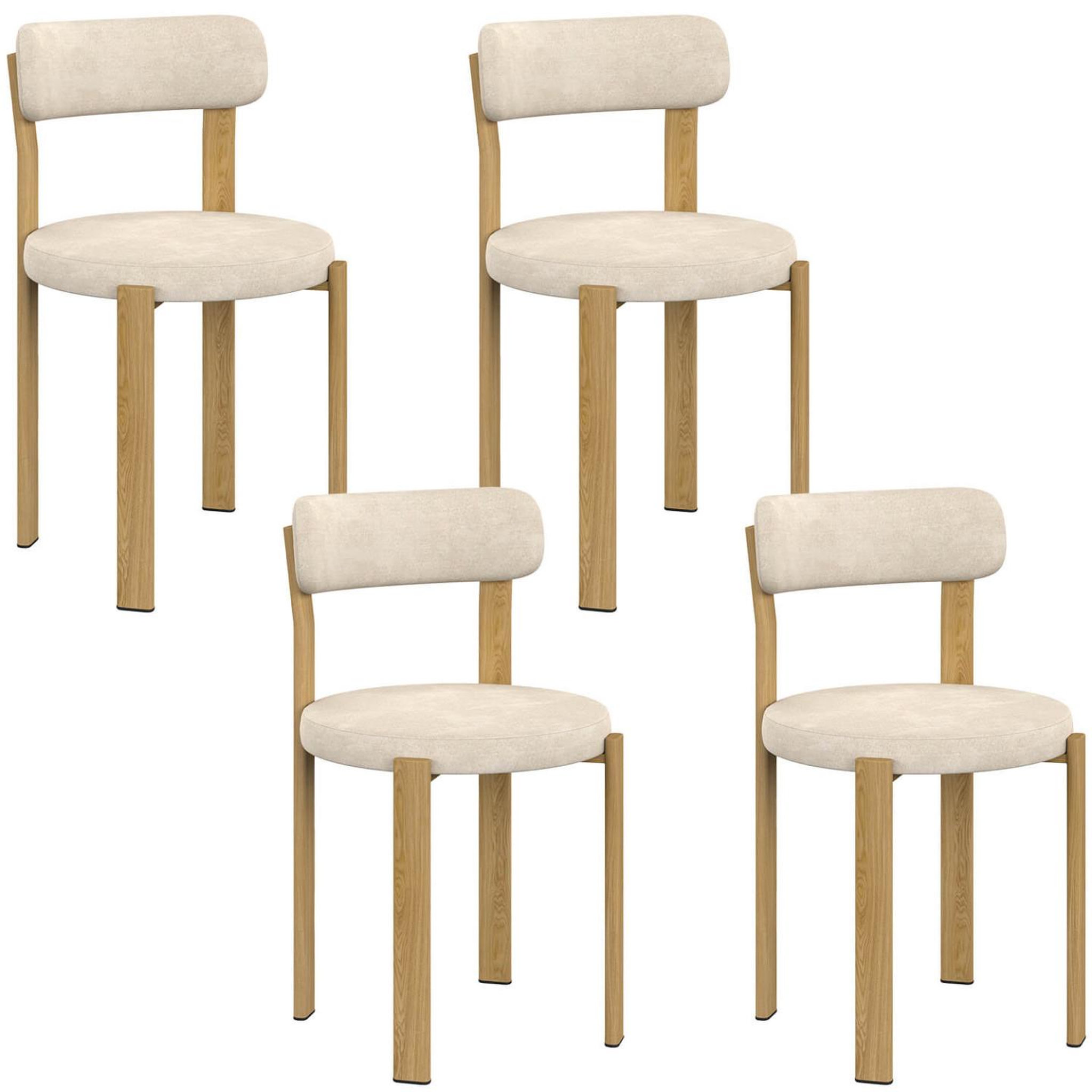 ID MARKET Lot de 4 chaises nella en tissu chenille beige pour salle à manger