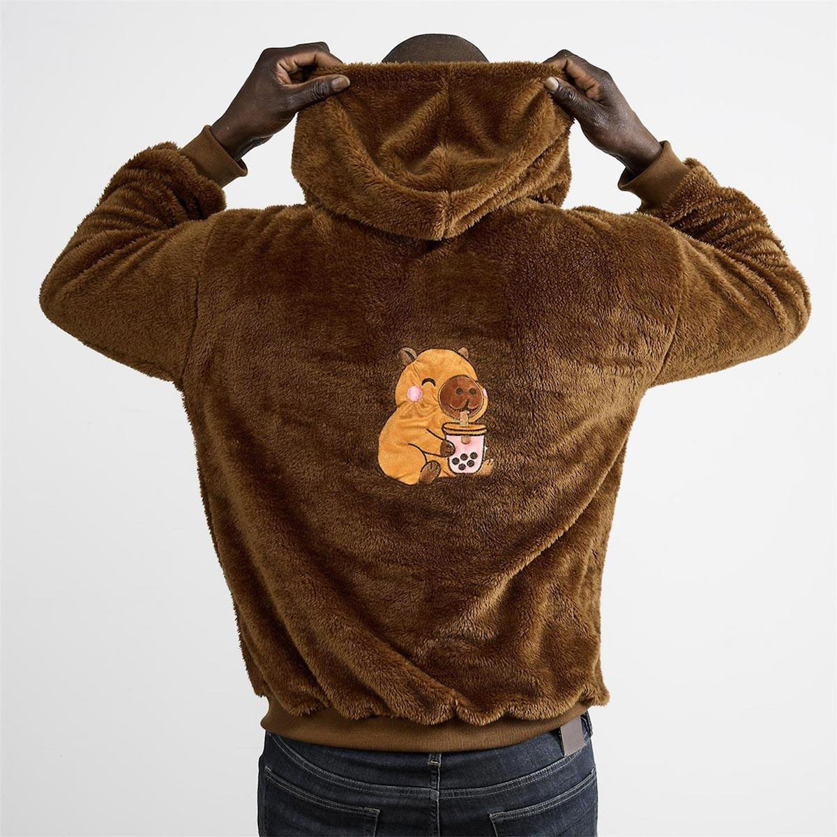 Paris Prix Plaid Sweat à Capuche  Capybara  105cm Marron