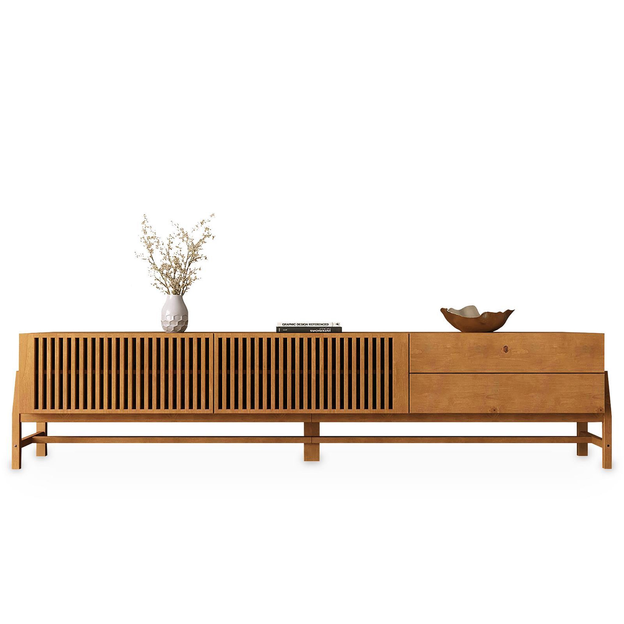 Voir la diapositive 1 : IDIMEX Meuble tv adamo l 220 cm 2 portes, 2 tiroirs en bois massif
