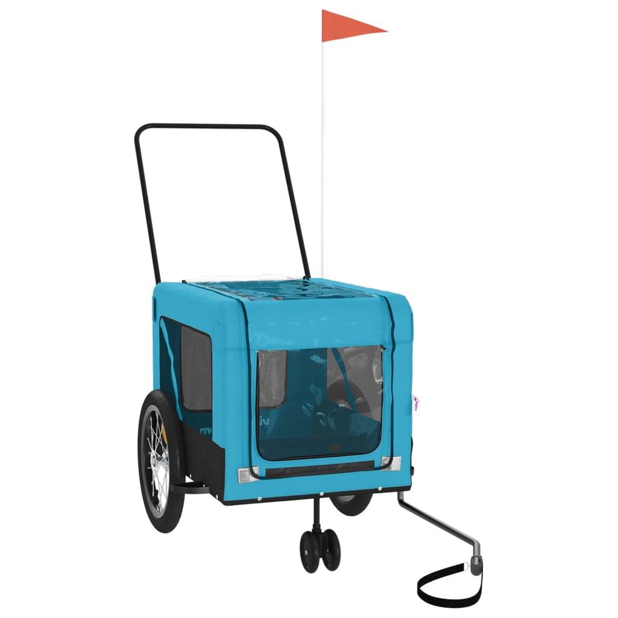 Voir la diapositive 2 : VIDAXL Remorque de velo pour animaux de compagnie bleu et noir
