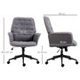Voir la diapositive 3 : HOMCOM Fauteuil de bureau chaise de bureau hauteur réglable roulettes pivotant 360° tissu chanvre 69L x 66l x 89,5-97H cm gris chiné