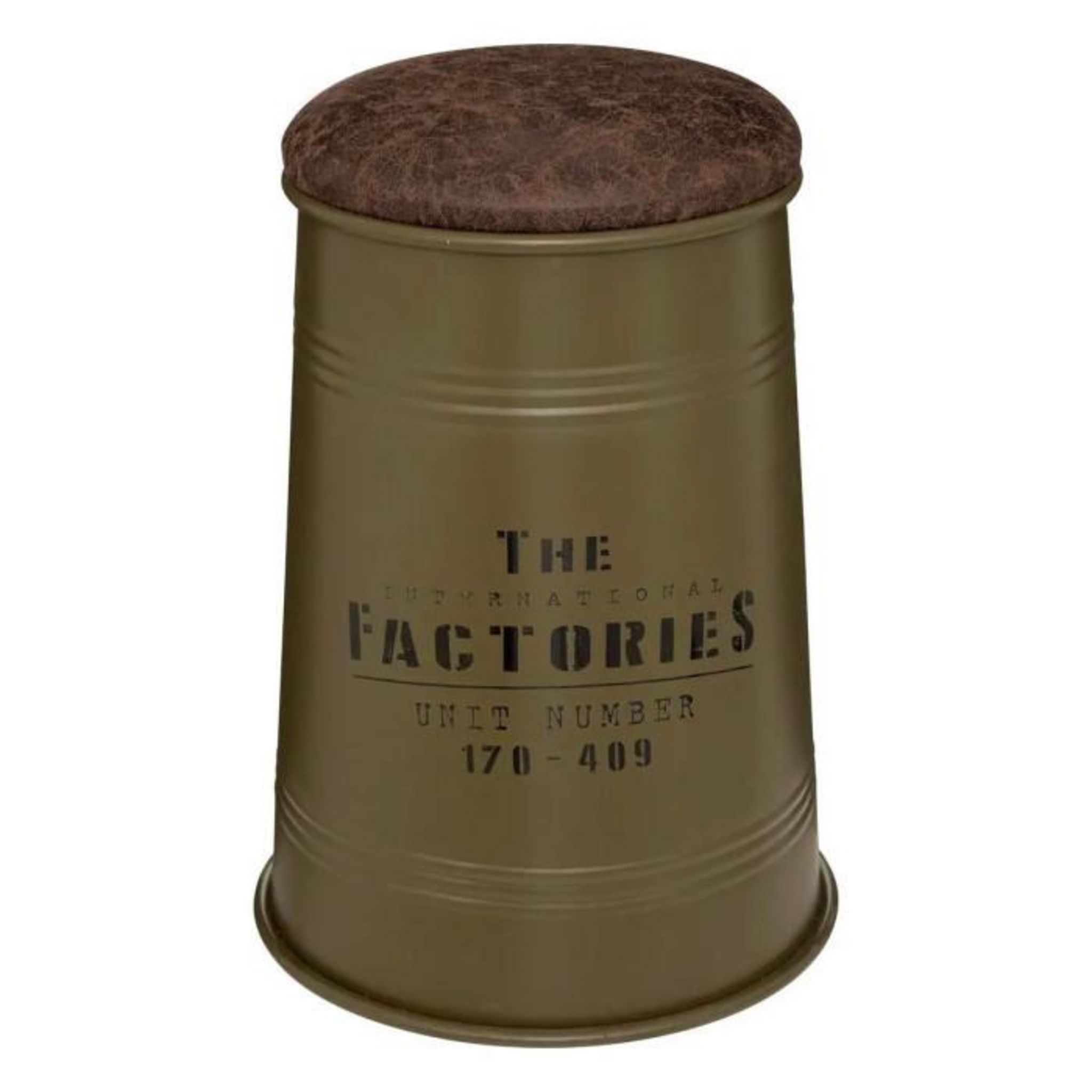 Pouf Bidon Rond Vintage Joao – Atmosphera Créateur D’intérieur – Dimensions 33,5 X 47 Cm – Acier Et MDF – Noir – Assise Confortable Et Empilable