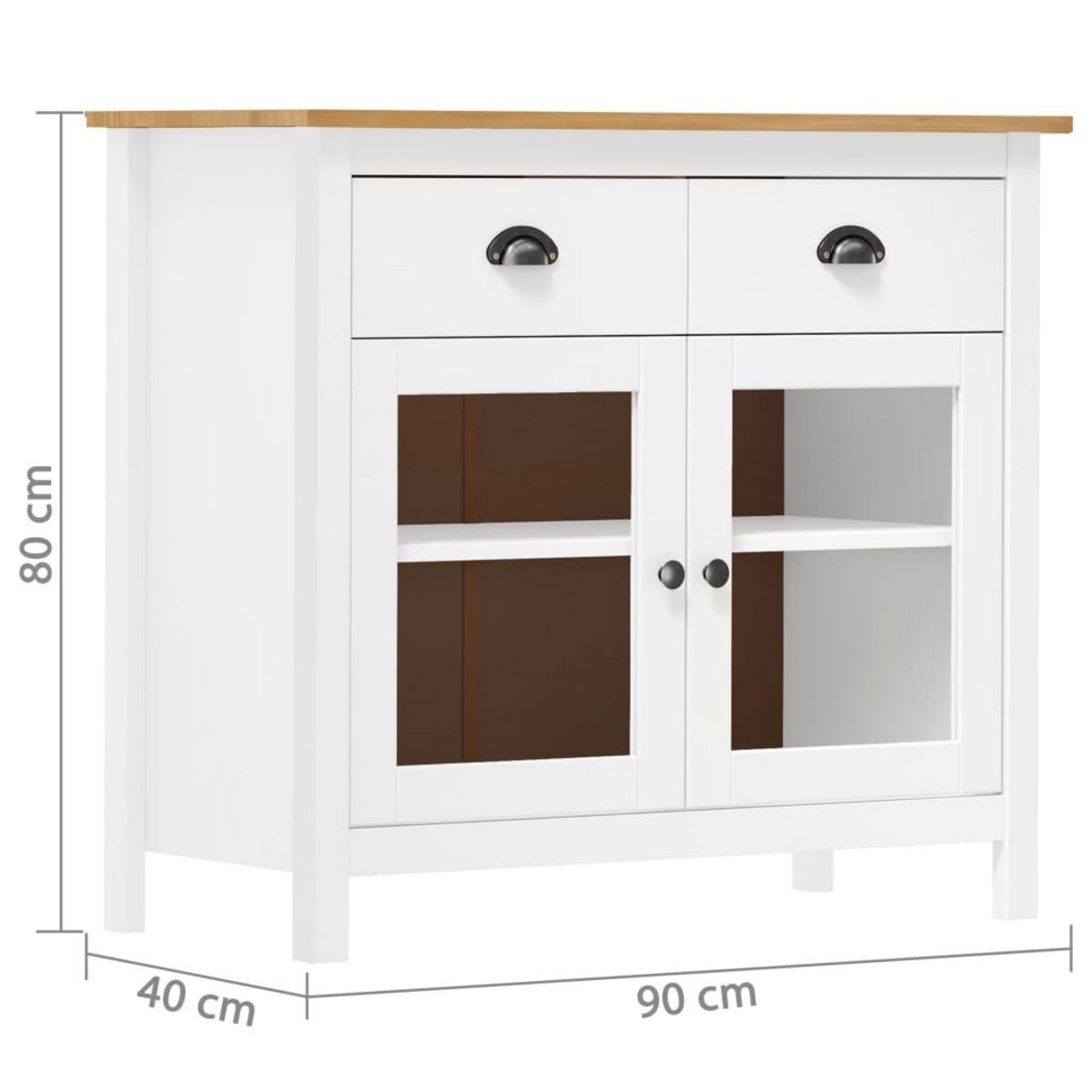 VIDAXL Buffet Hill Blanc 90x40x80 cm Bois de pin solide
