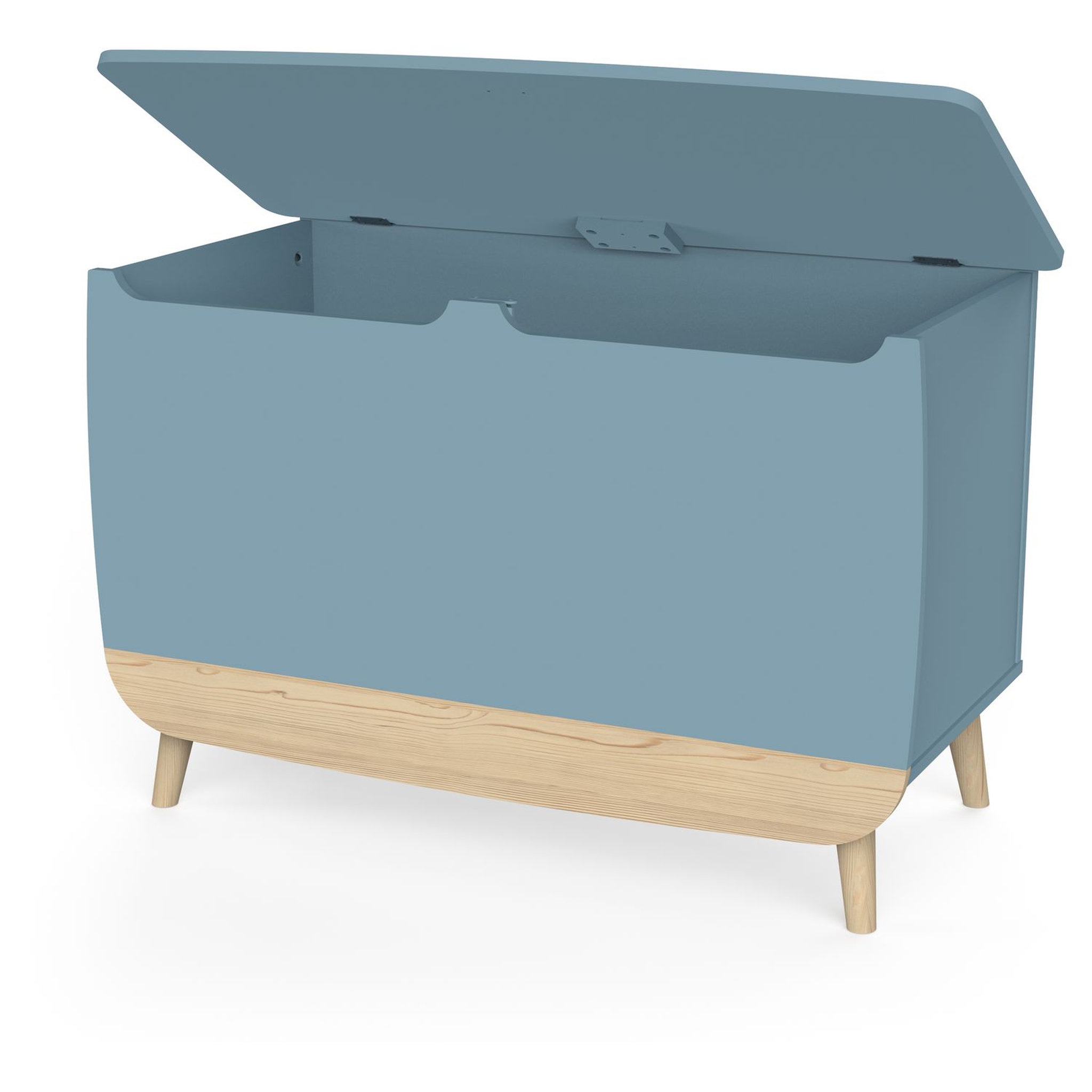 Voir la diapositive 4 : Coffre à jouets avec couvercle bleu LINIA 