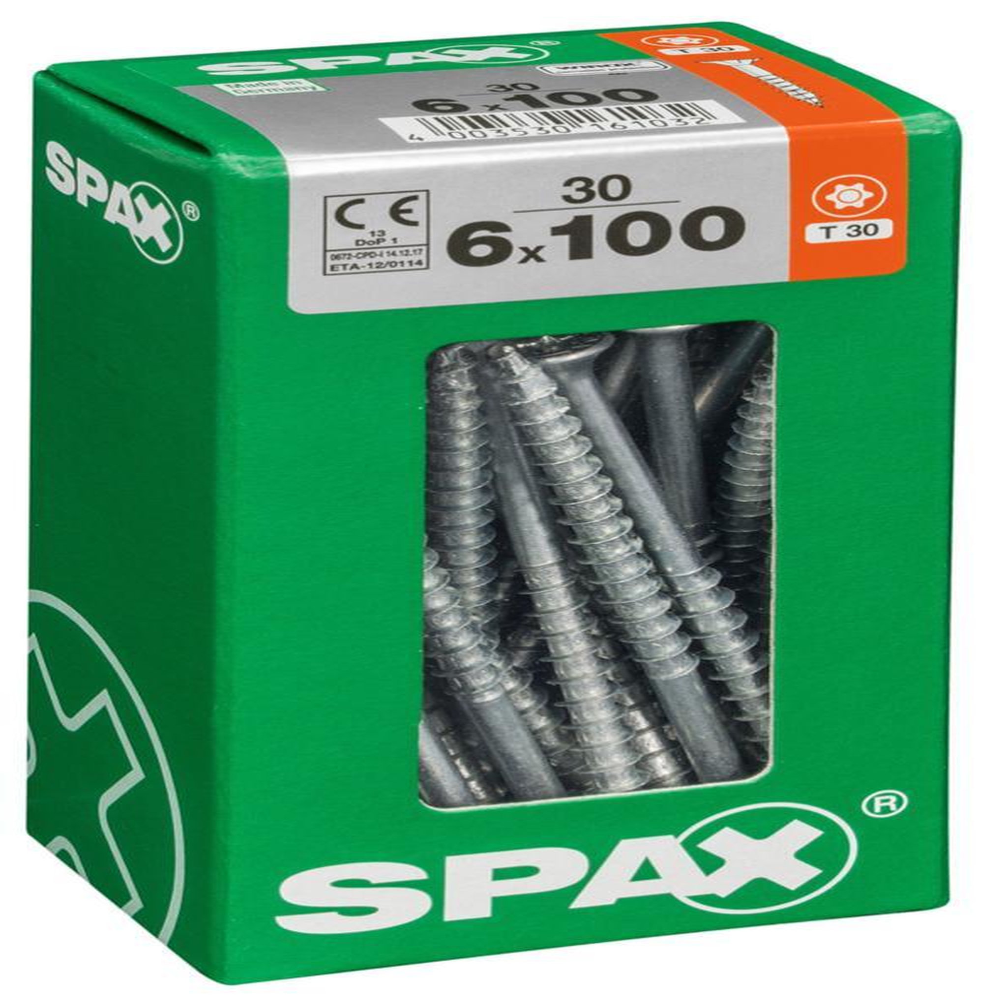 CENTRALE BRICO Lot de 30 vis acier tête fraisée torx SPAX, Diam.6 mm x L.100 mm