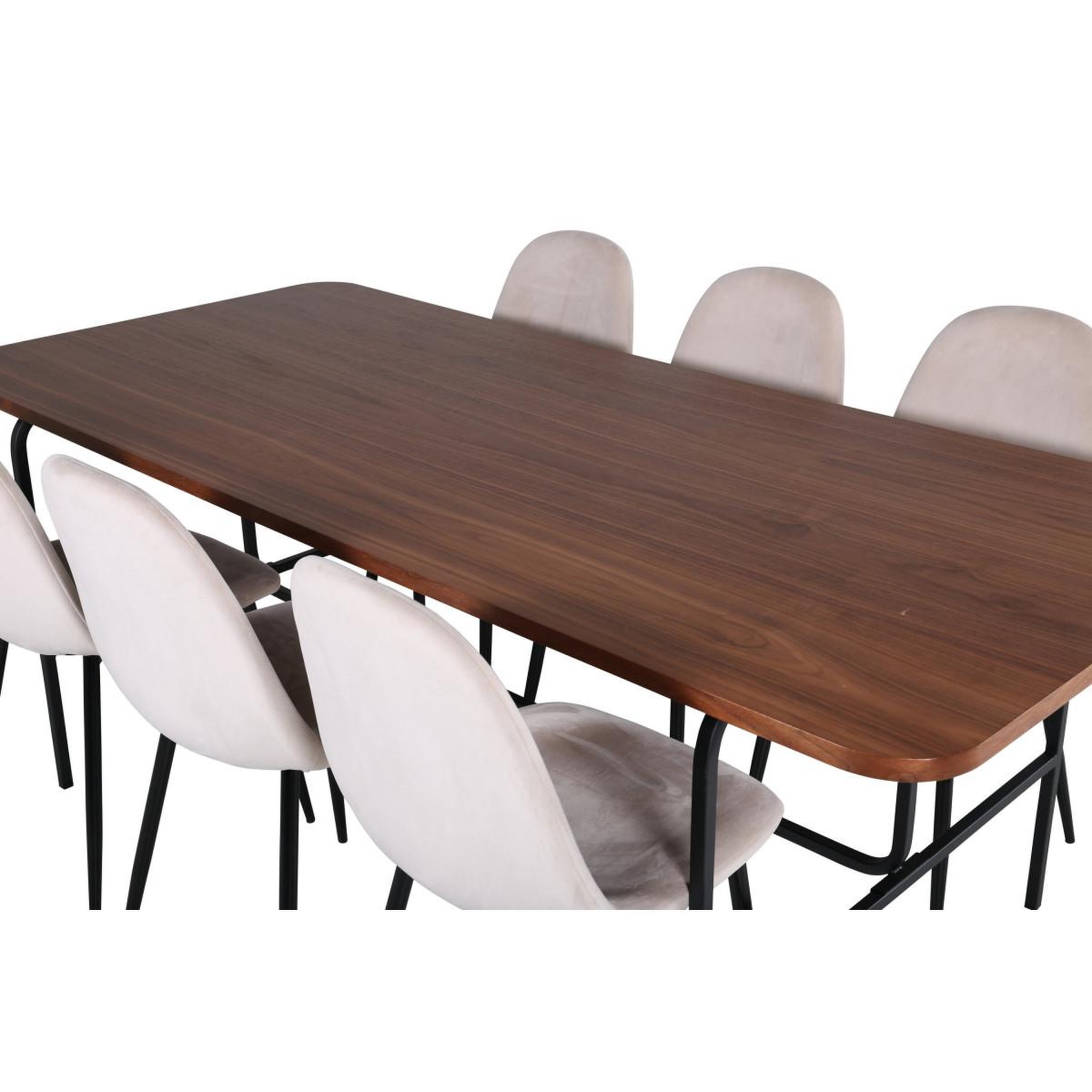 Voir la diapositive 3 : Paris Prix Ensemble table à manger & 6 chaises  uno & polar  200cm beige & marron